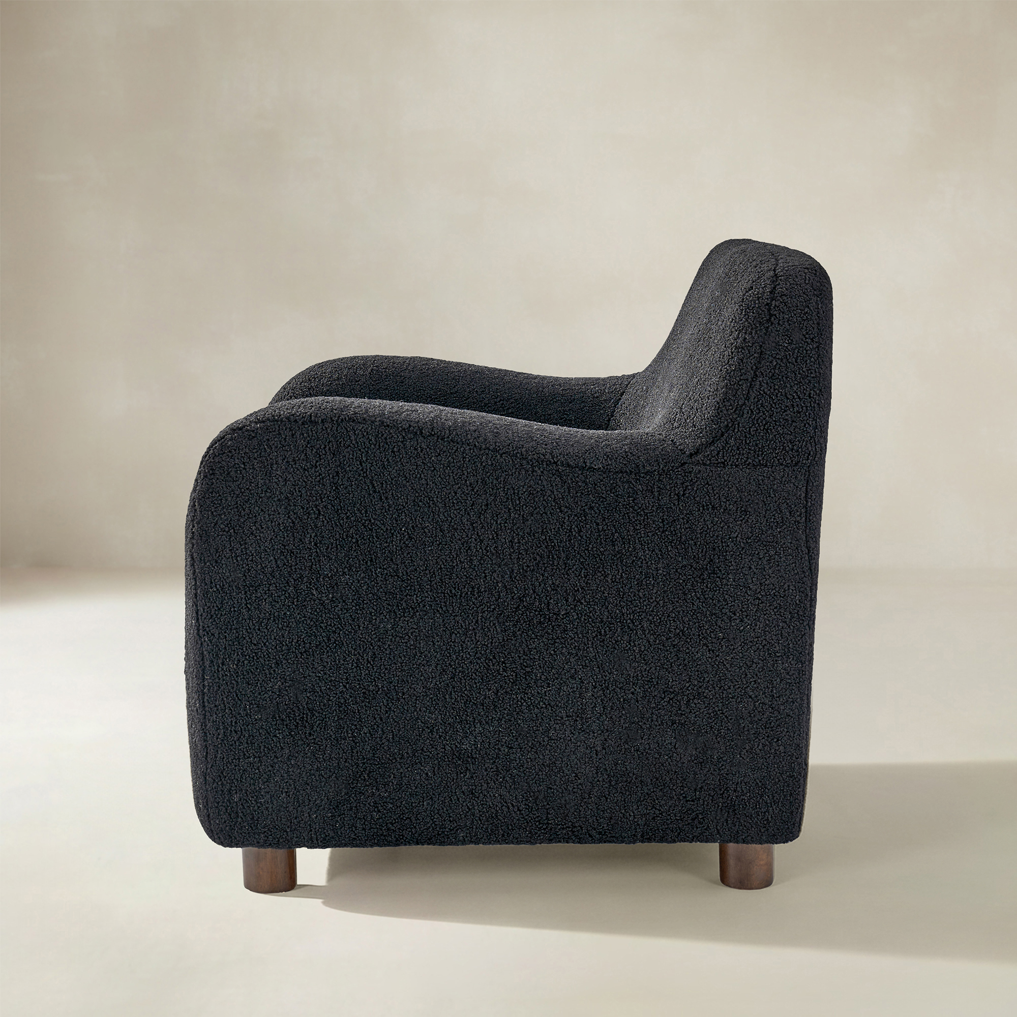 Heinrich Boucle Upholstered Armchair with Solid Wood Legs