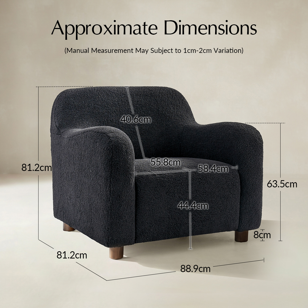 Heinrich Boucle Upholstered Armchair with Solid Wood Legs