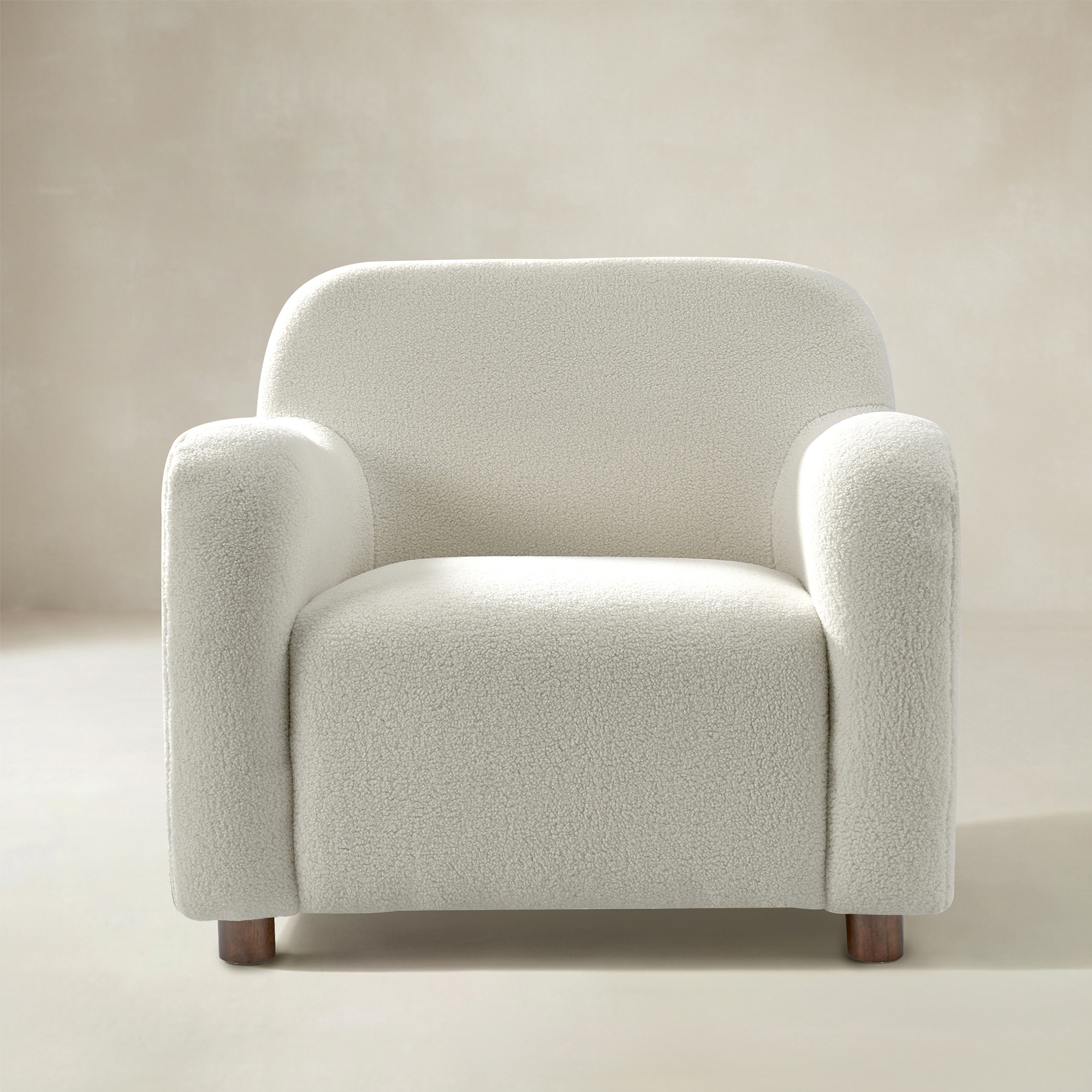 Heinrich Boucle Upholstered Armchair with Solid Wood Legs
