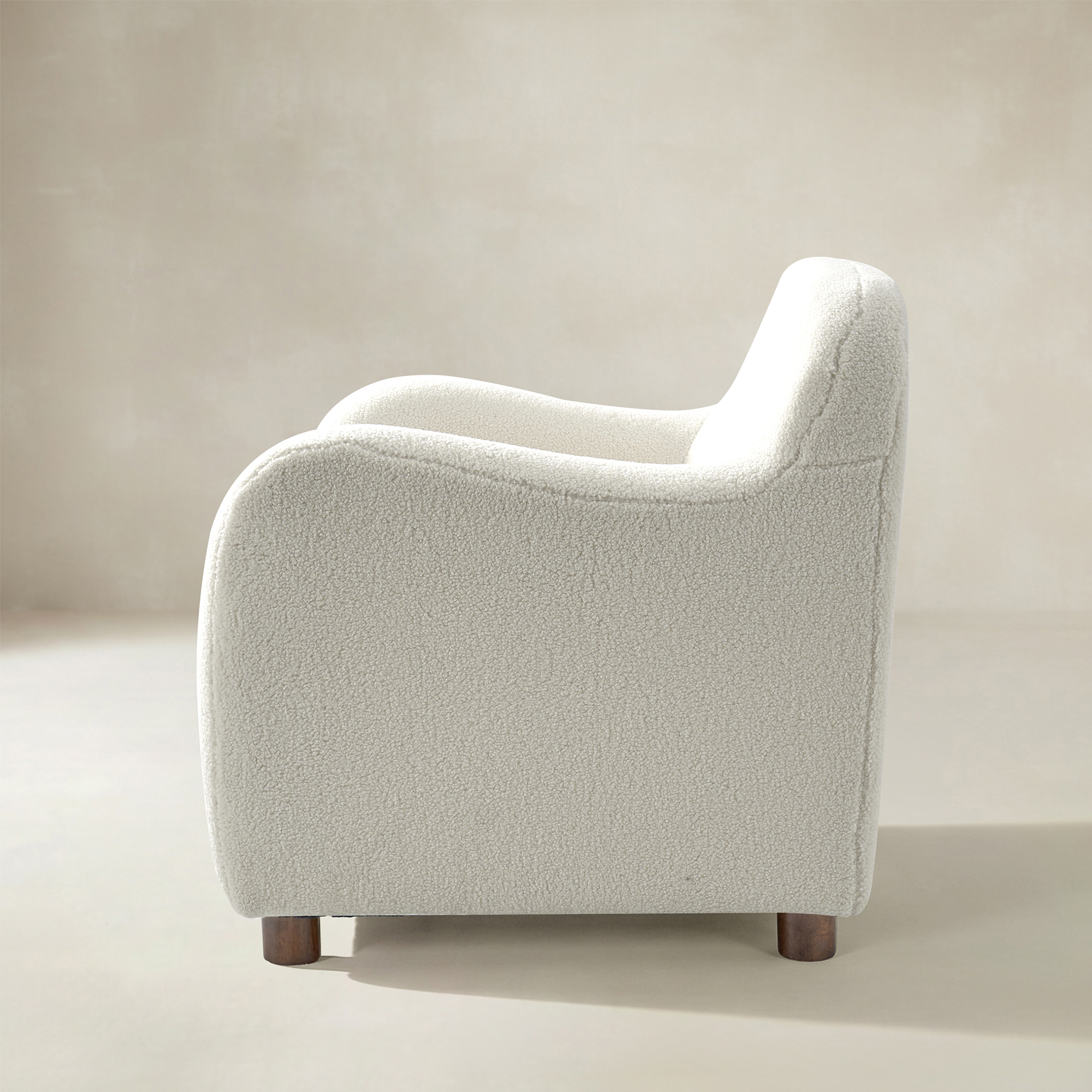 Heinrich Boucle Upholstered Armchair with Solid Wood Legs