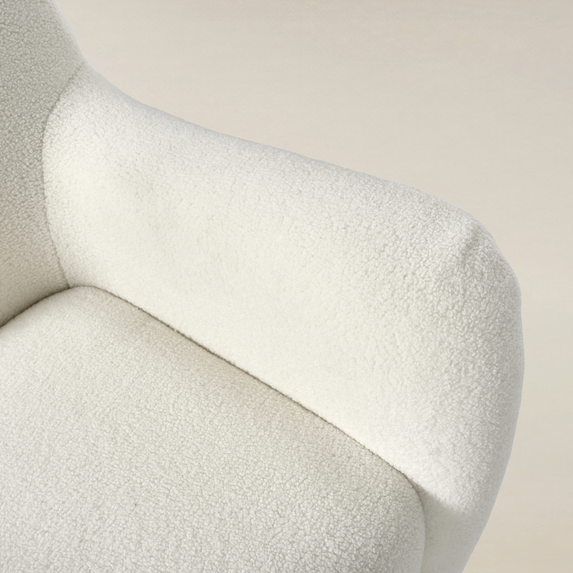 Heinrich Boucle Upholstered Armchair with Solid Wood Legs