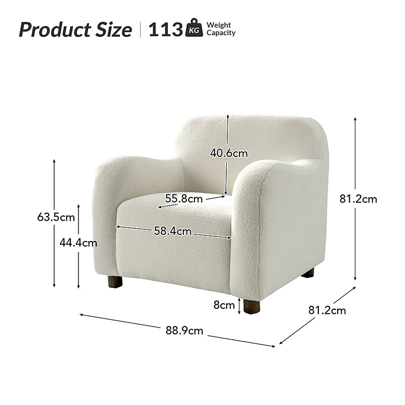 Heinrich Boucle Upholstered Armchair with Solid Wood Legs