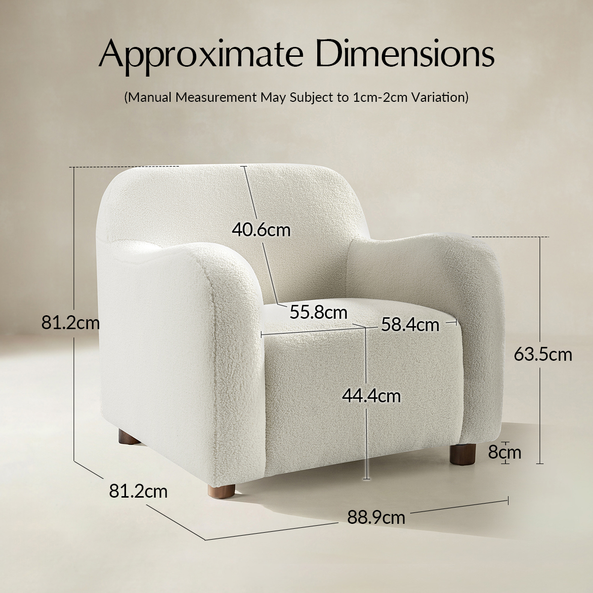 Heinrich Boucle Upholstered Armchair with Solid Wood Legs