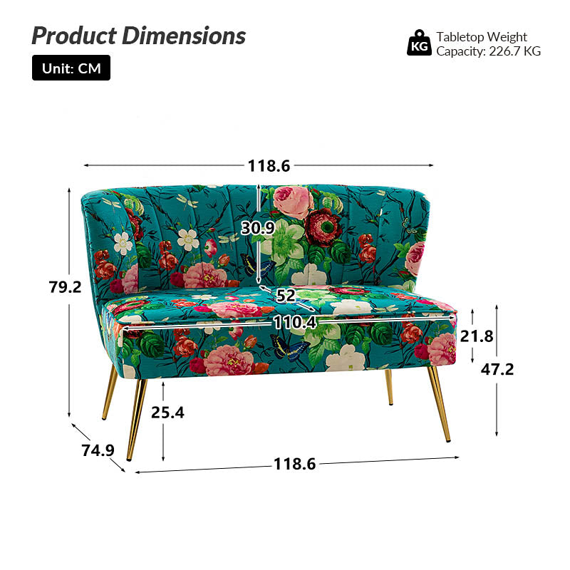 Coraline Floral Upholstered Loveseat with Tufted Back