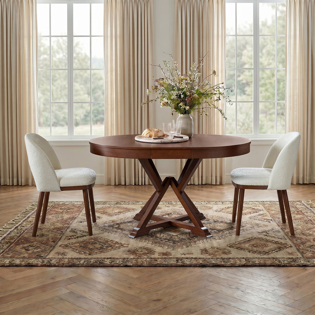 Israel Traditional Extendable Round Dining Table