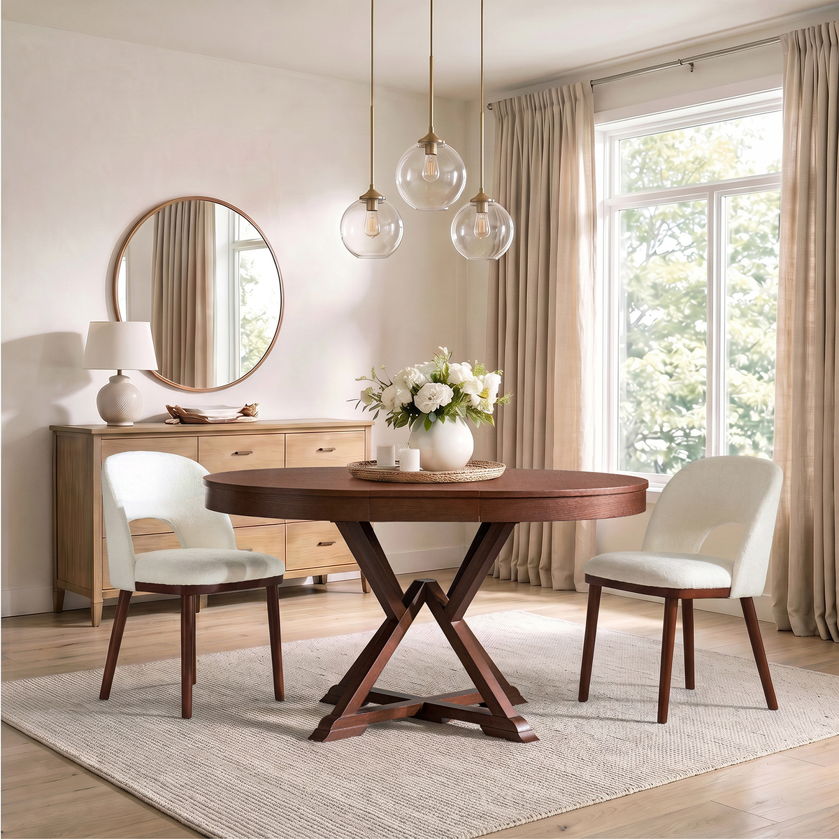 Israel Traditional Extendable Round Dining Table