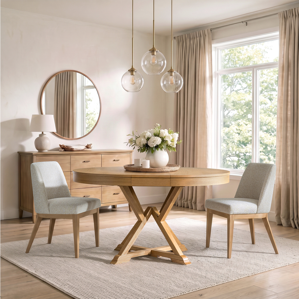 Israel Traditional Extendable Round Dining Table