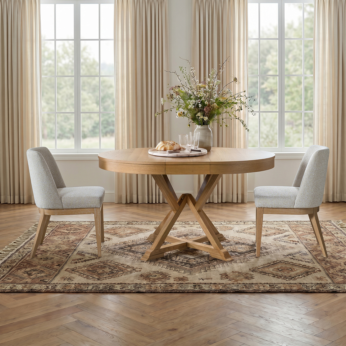 Israel Traditional Extendable Round Dining Table