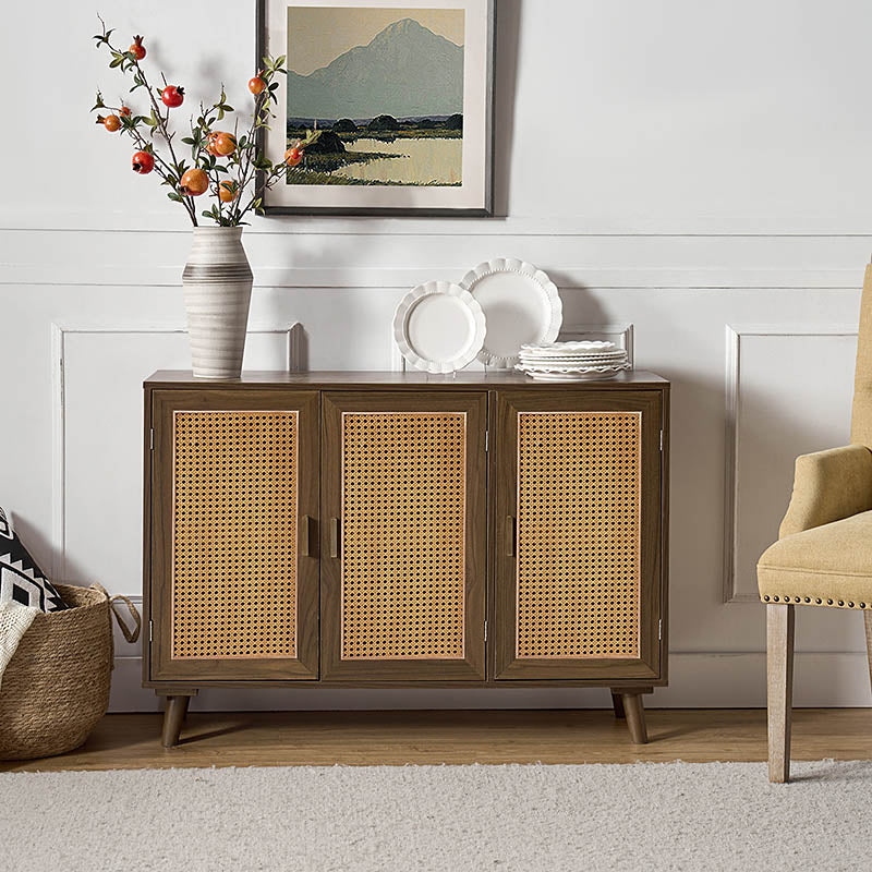 Dario 3-Door Rattan Accent Cabinet - HULALA HOME