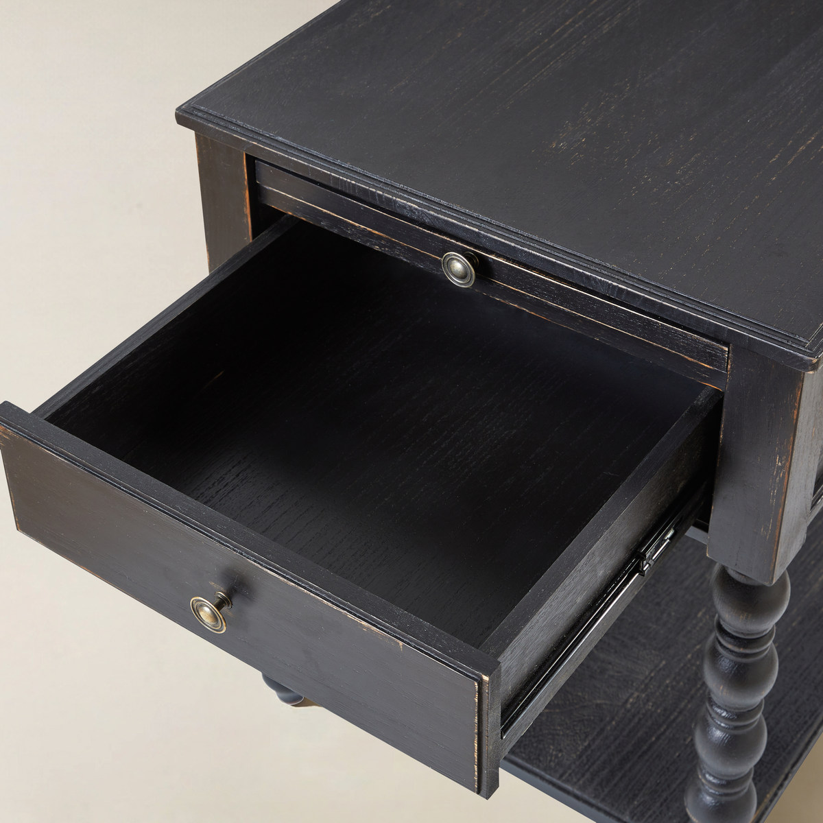 Ira Farmhouse Solid Wood End Table with Built-in Charging Outlets