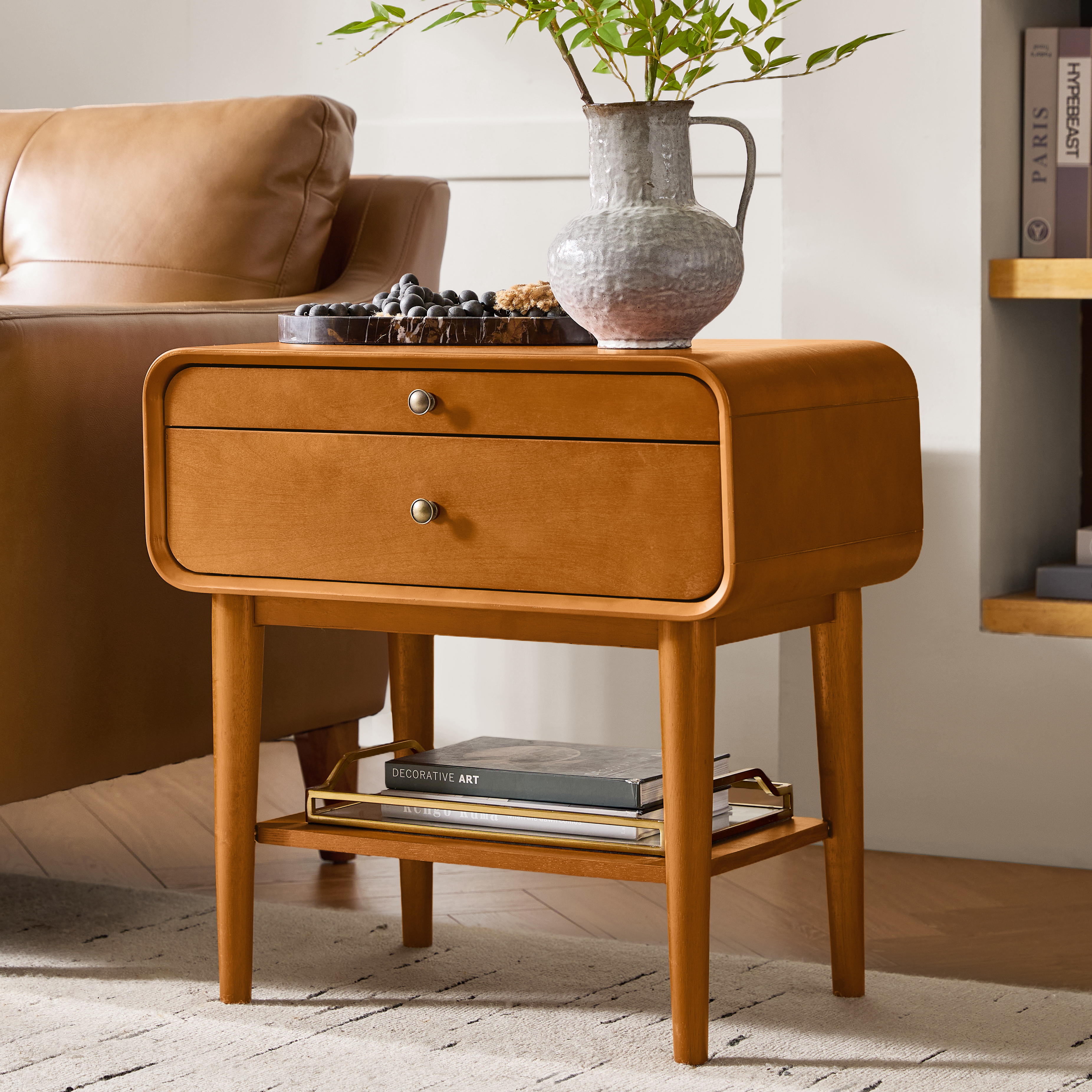 Rudol 2-Drawer End Table with Charging Station