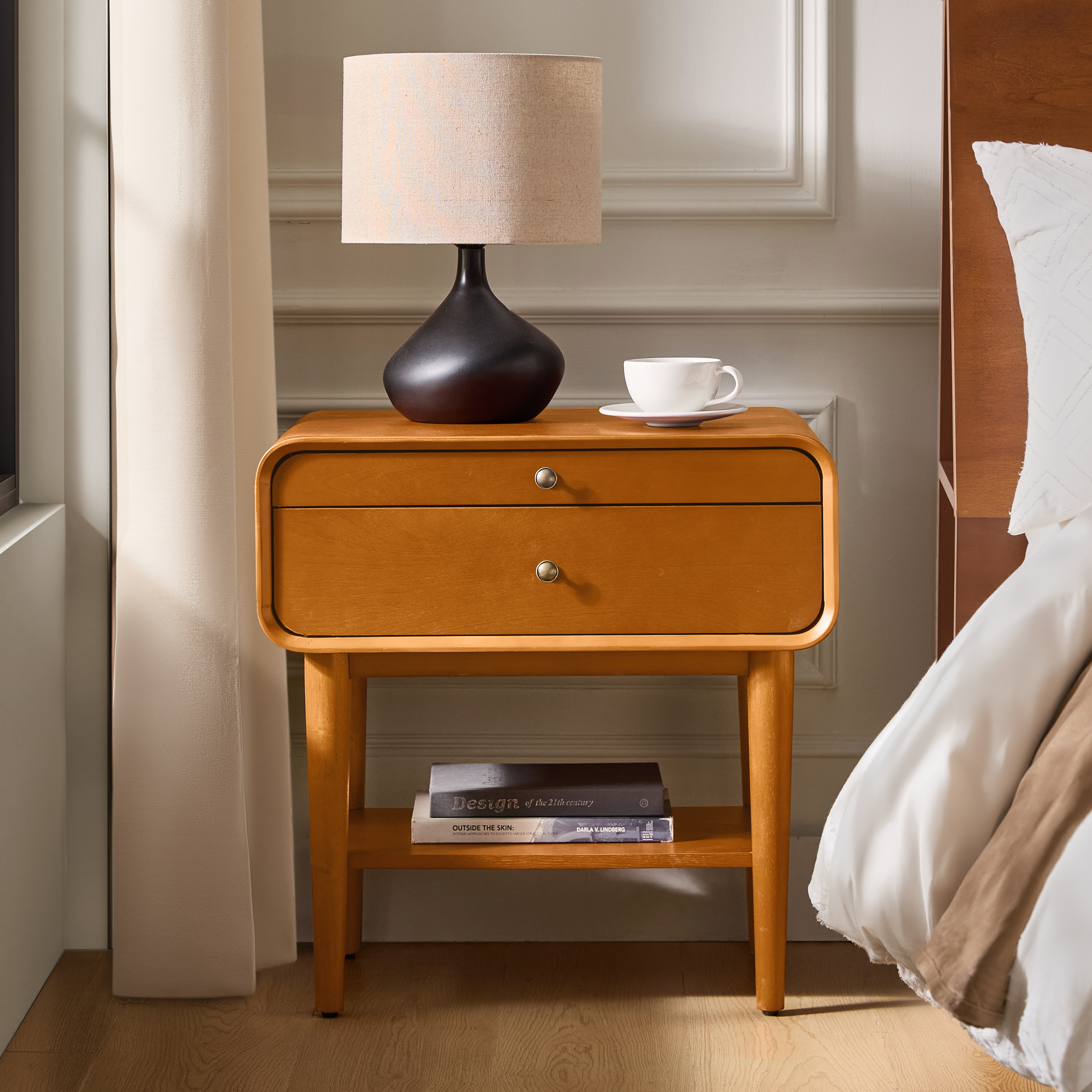 Rudol 2-Drawer End Table with Charging Station