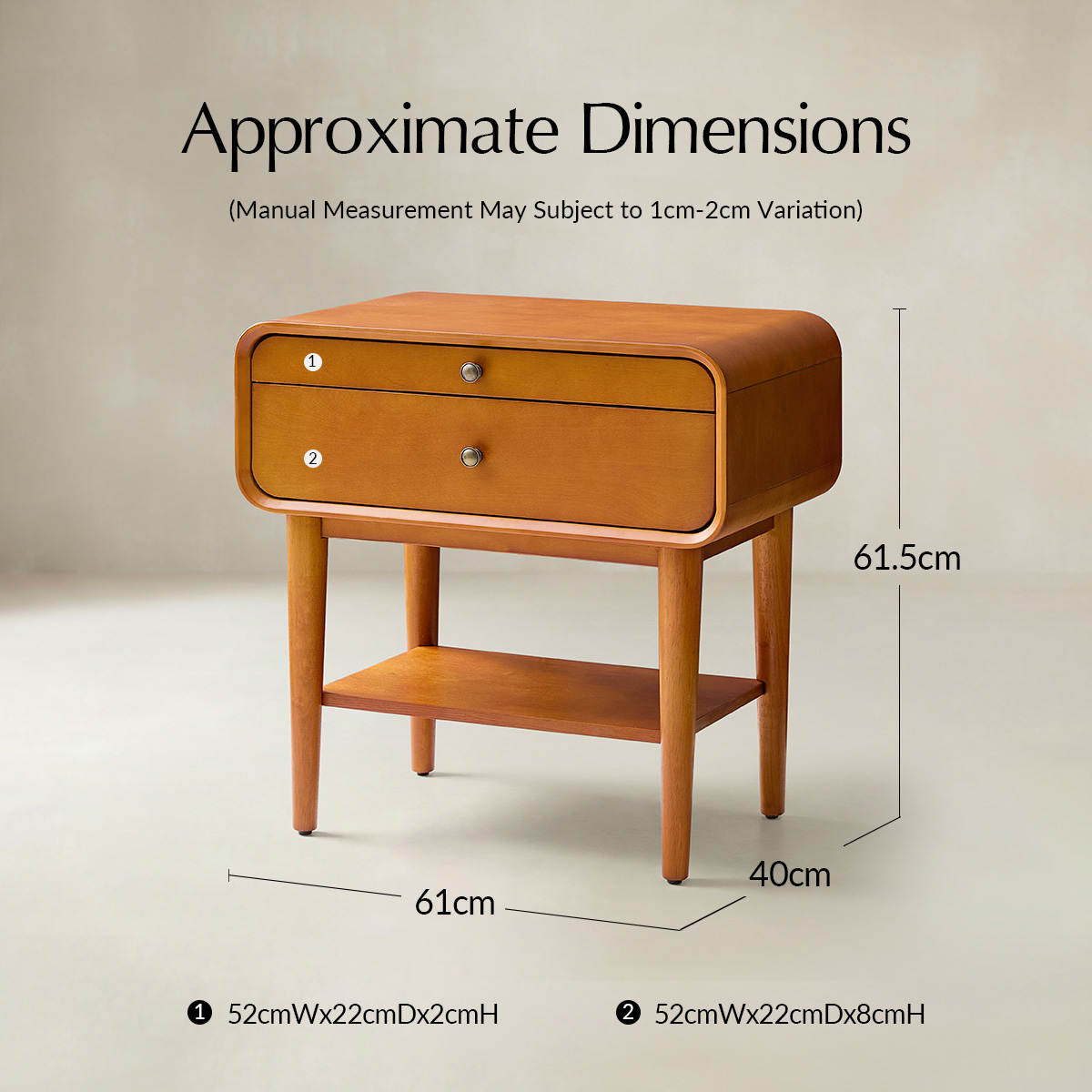 Rudol 2-Drawer End Table with Charging Station