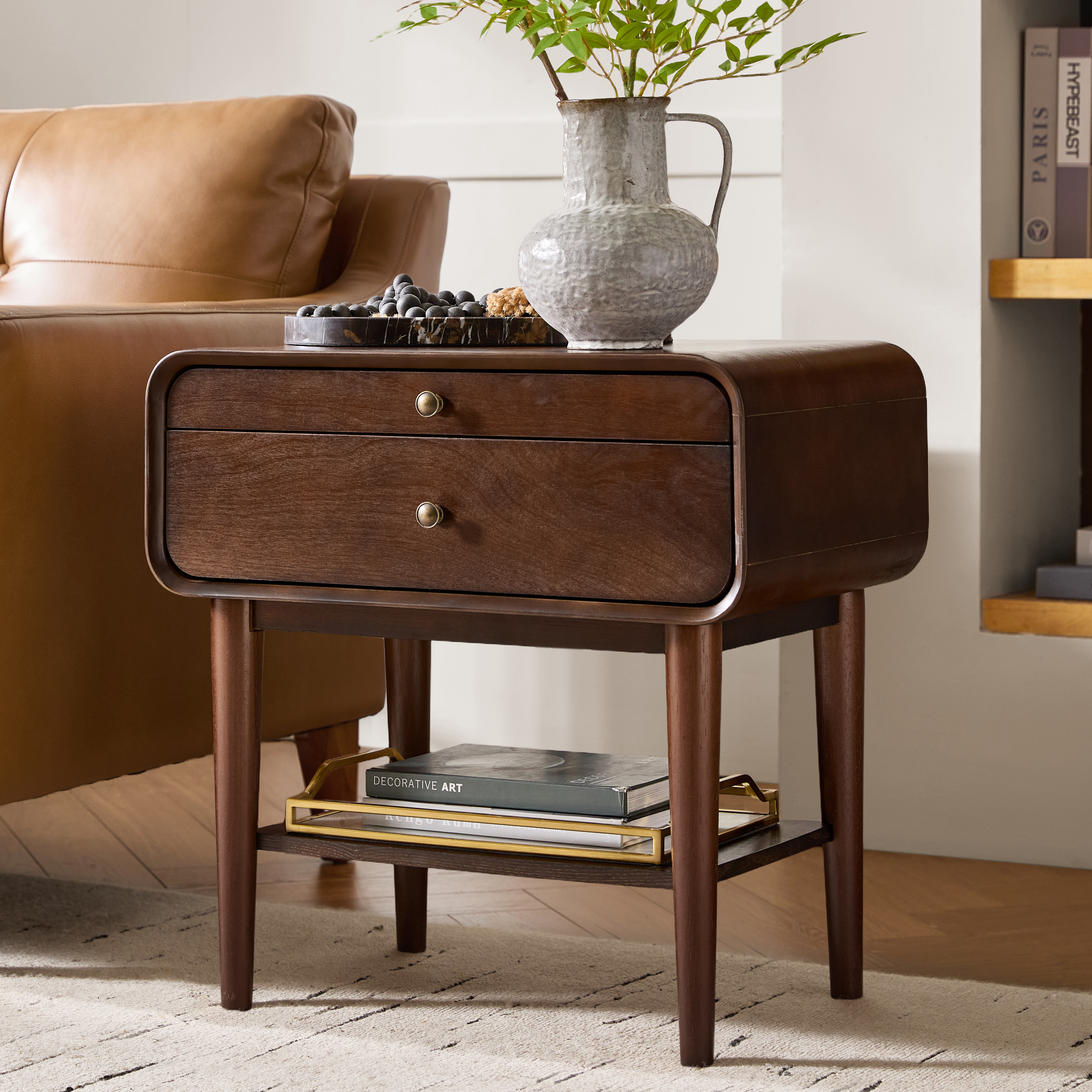 Rudol 2-Drawer End Table with Charging Station
