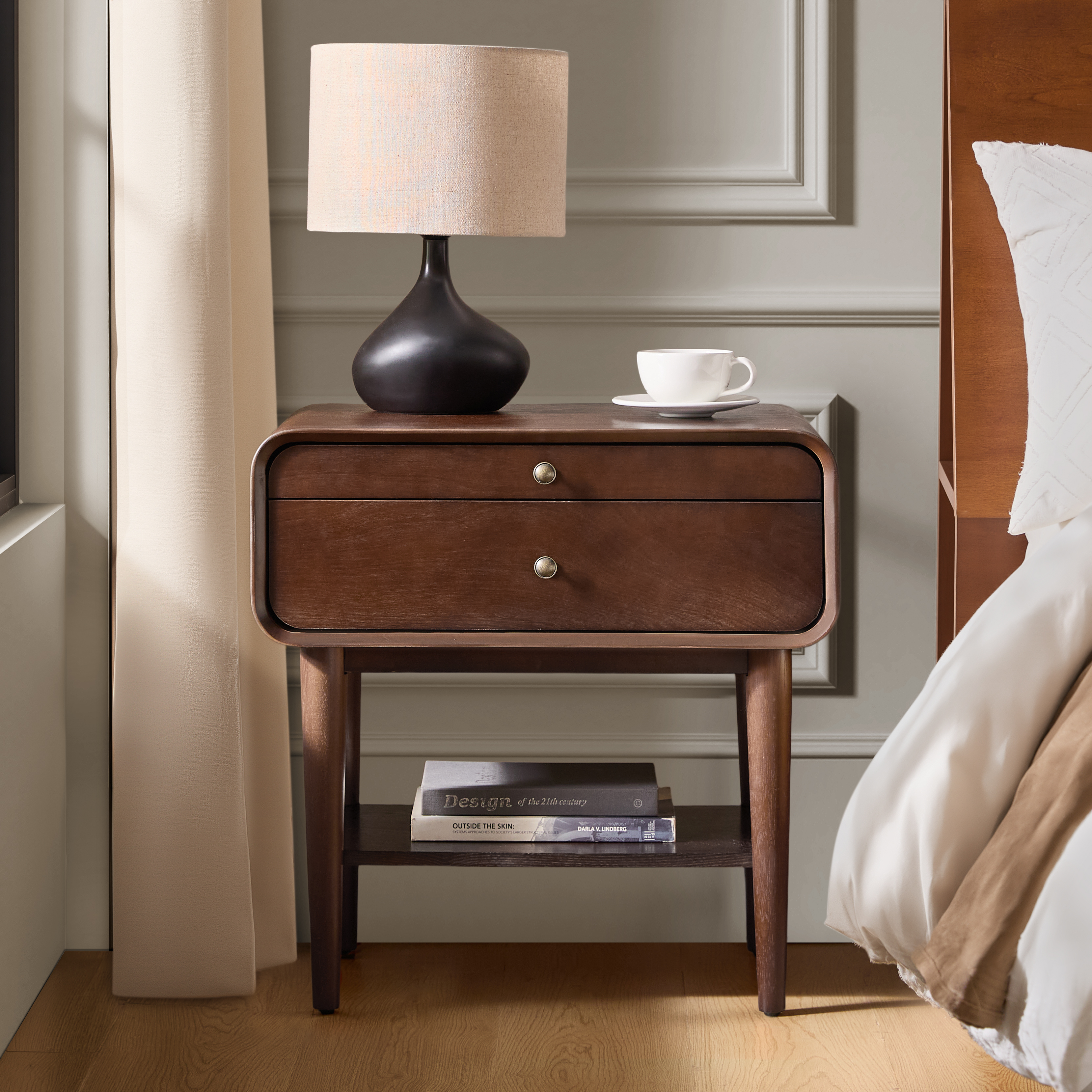 Rudol 2-Drawer End Table with Charging Station