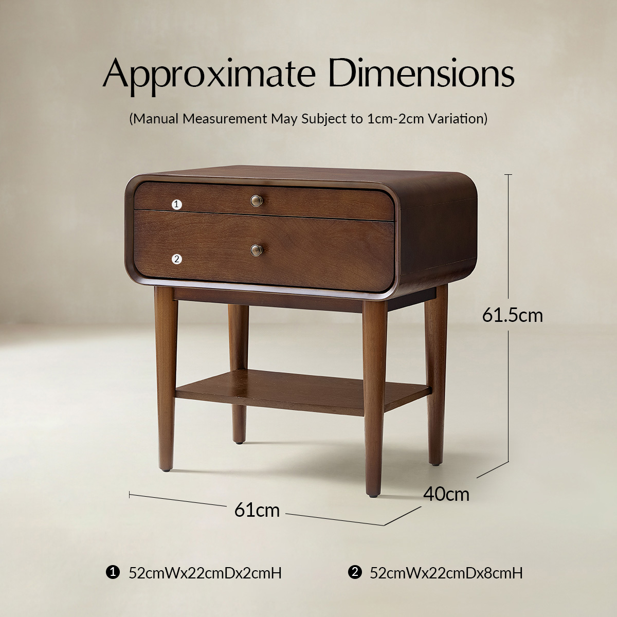 Rudol 2-Drawer End Table with Charging Station