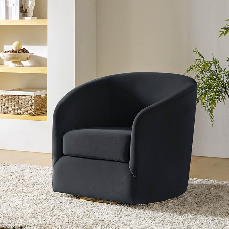 Emanuela Velvet Swivel Barrel Armchair - HULALA HOME