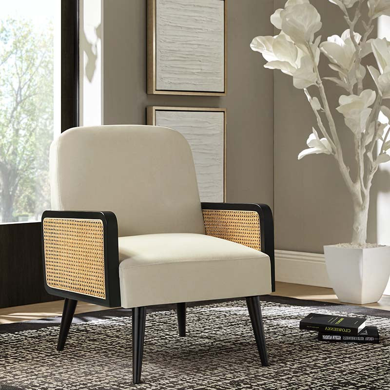 Elva Handcrafted Rattan with Solid Wood Frame Cane Armchair - HULALA HOME