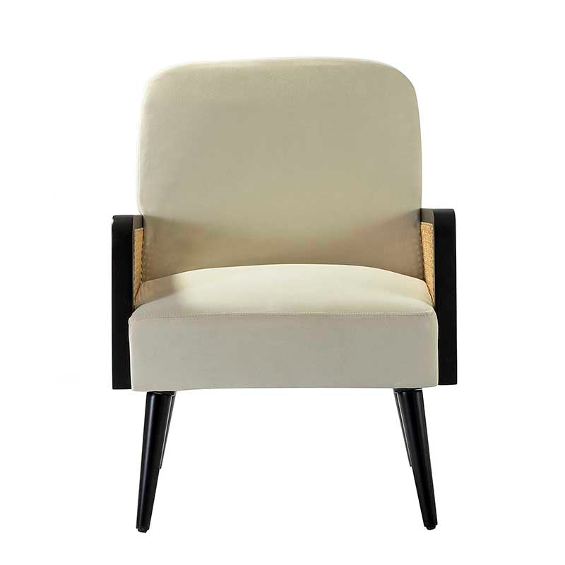 Elva Handcrafted Rattan with Solid Wood Frame Cane Armchair