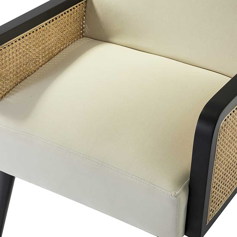 Elva Handcrafted Rattan with Solid Wood Frame Cane Armchair