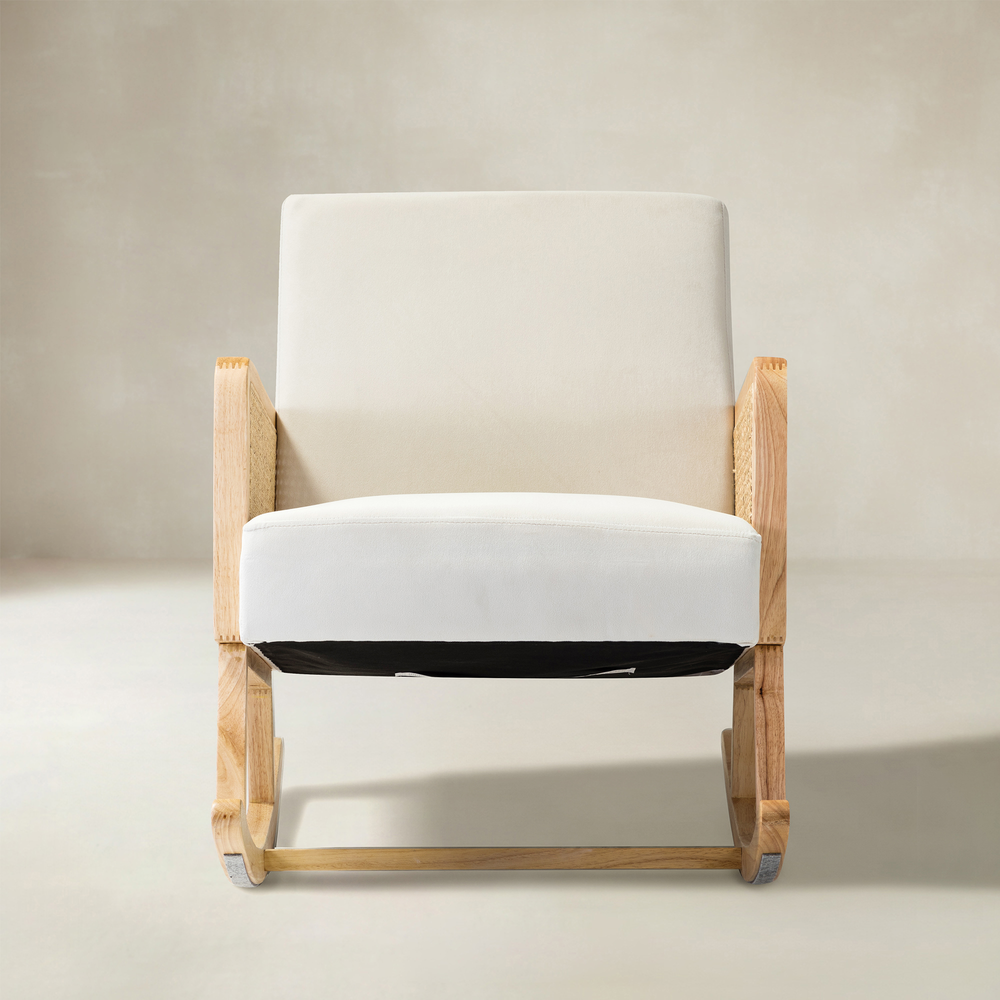 Yamat Velvet Rocking Armchair with Cane Arms