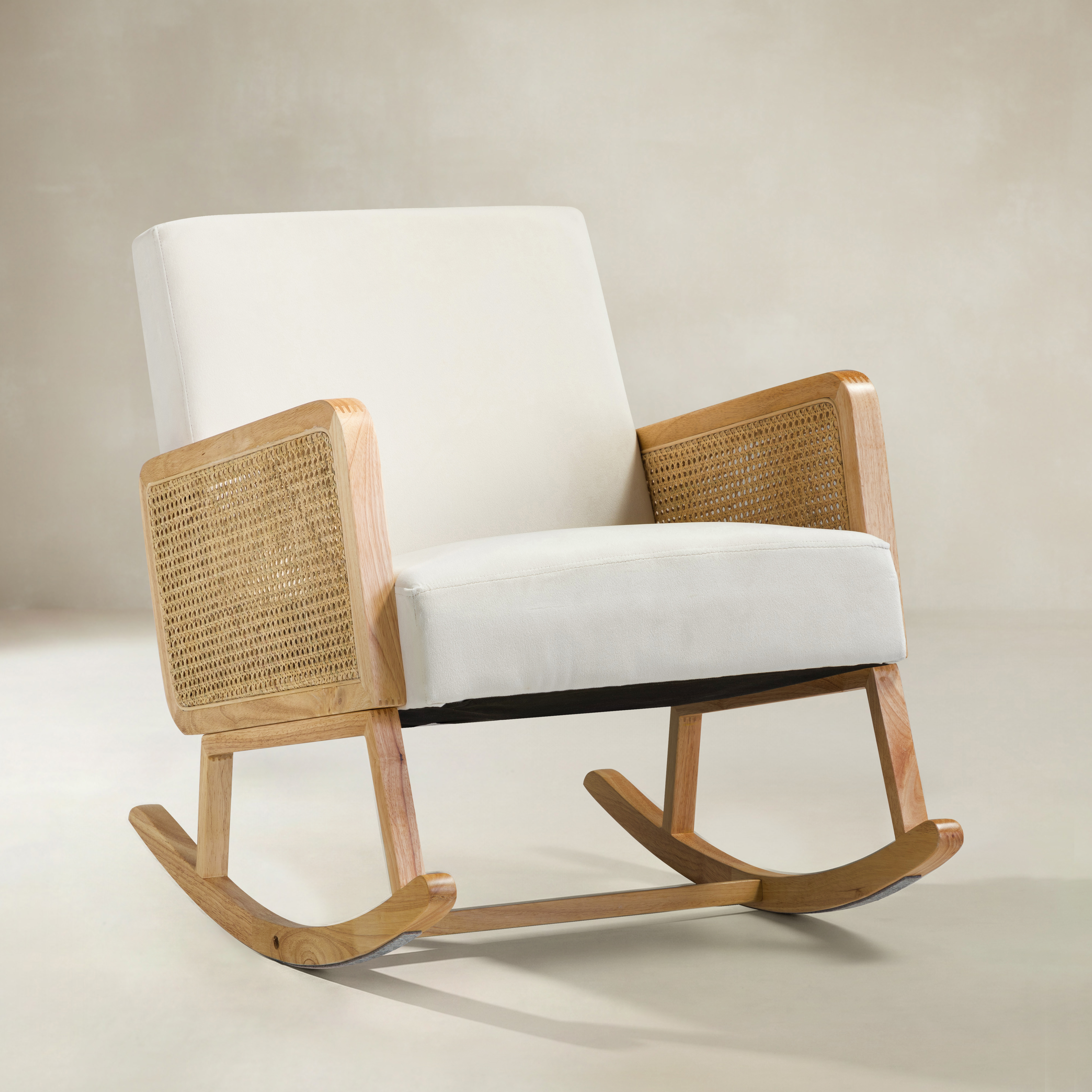 Yamat Velvet Rocking Armchair with Cane Arms