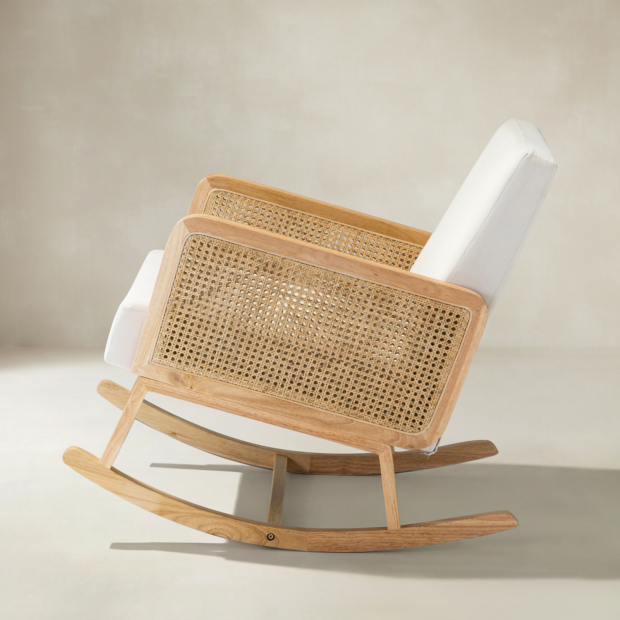 Yamat Velvet Rocking Armchair with Cane Arms