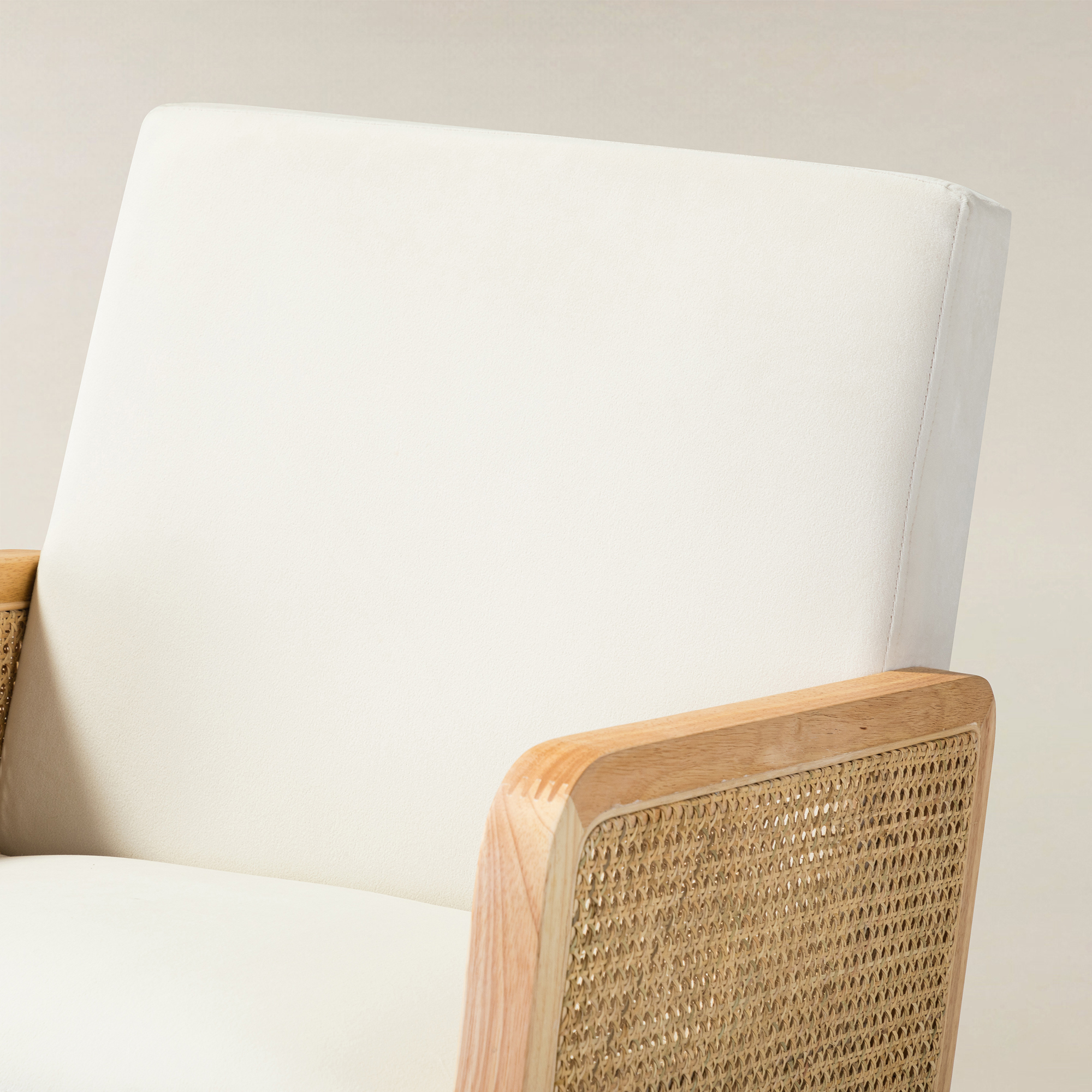 Yamat Velvet Rocking Armchair with Cane Arms