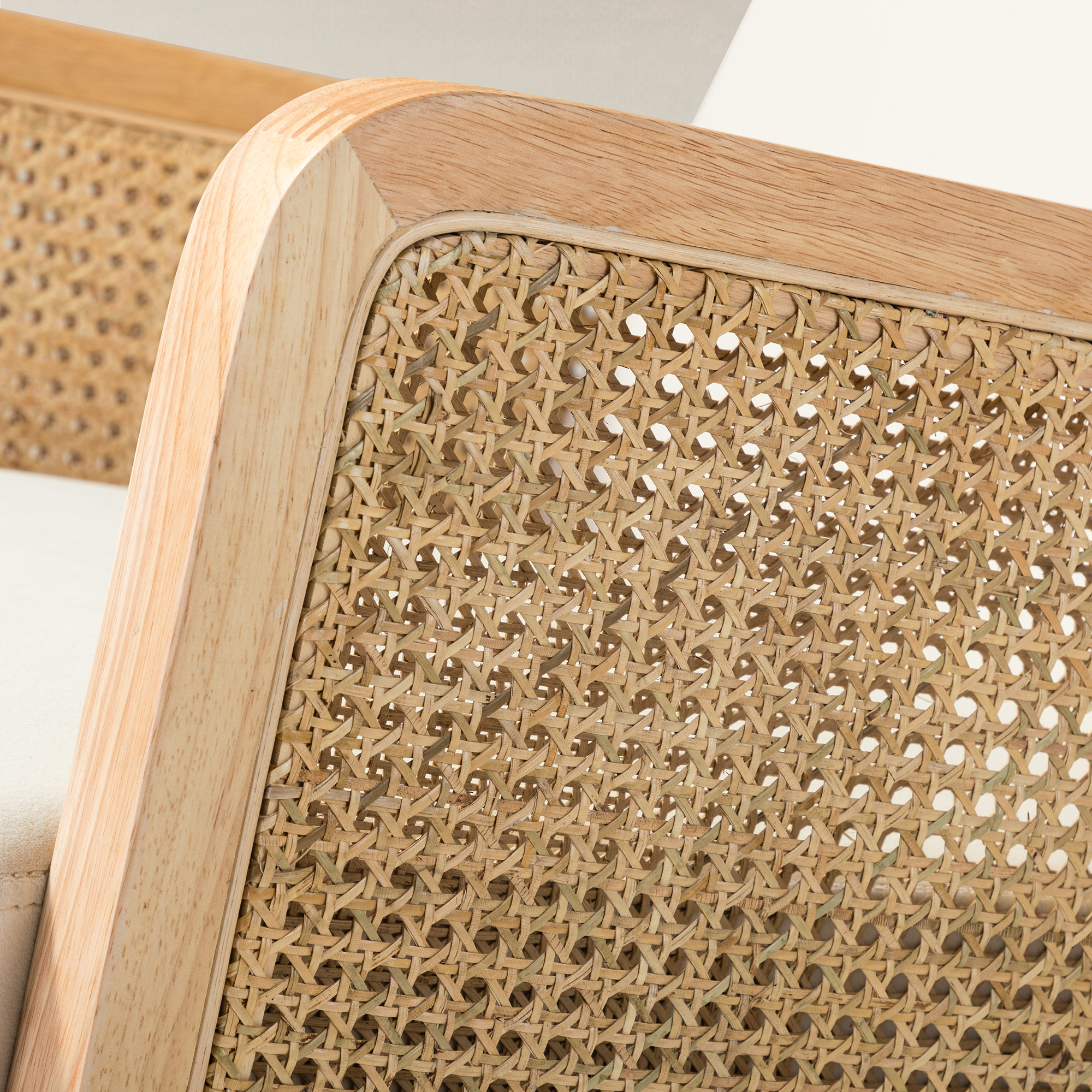 Yamat Velvet Rocking Armchair with Cane Arms