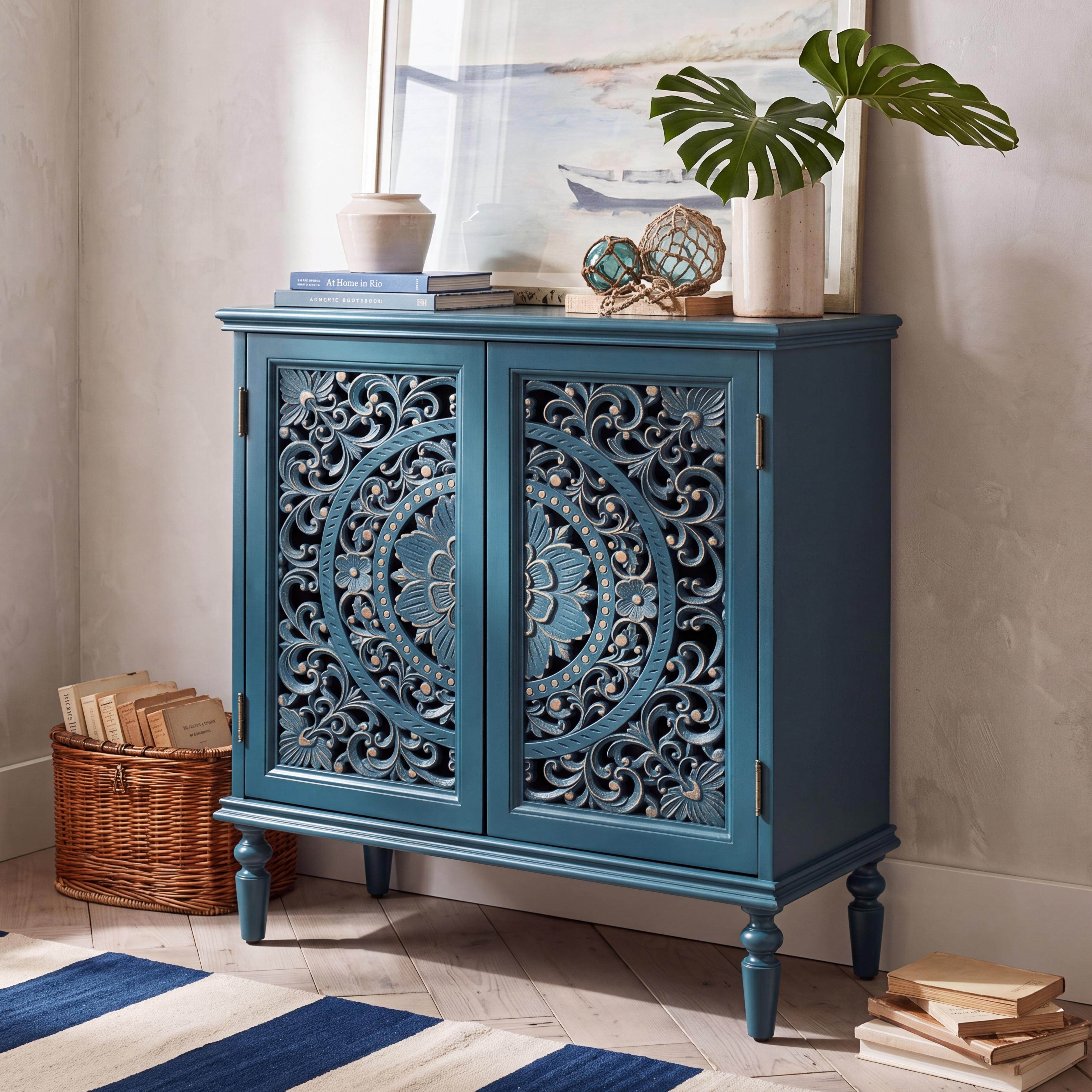 Emathides Floral 81.2 cm Tall 2-Door Accent Cabinet - HULALA HOME