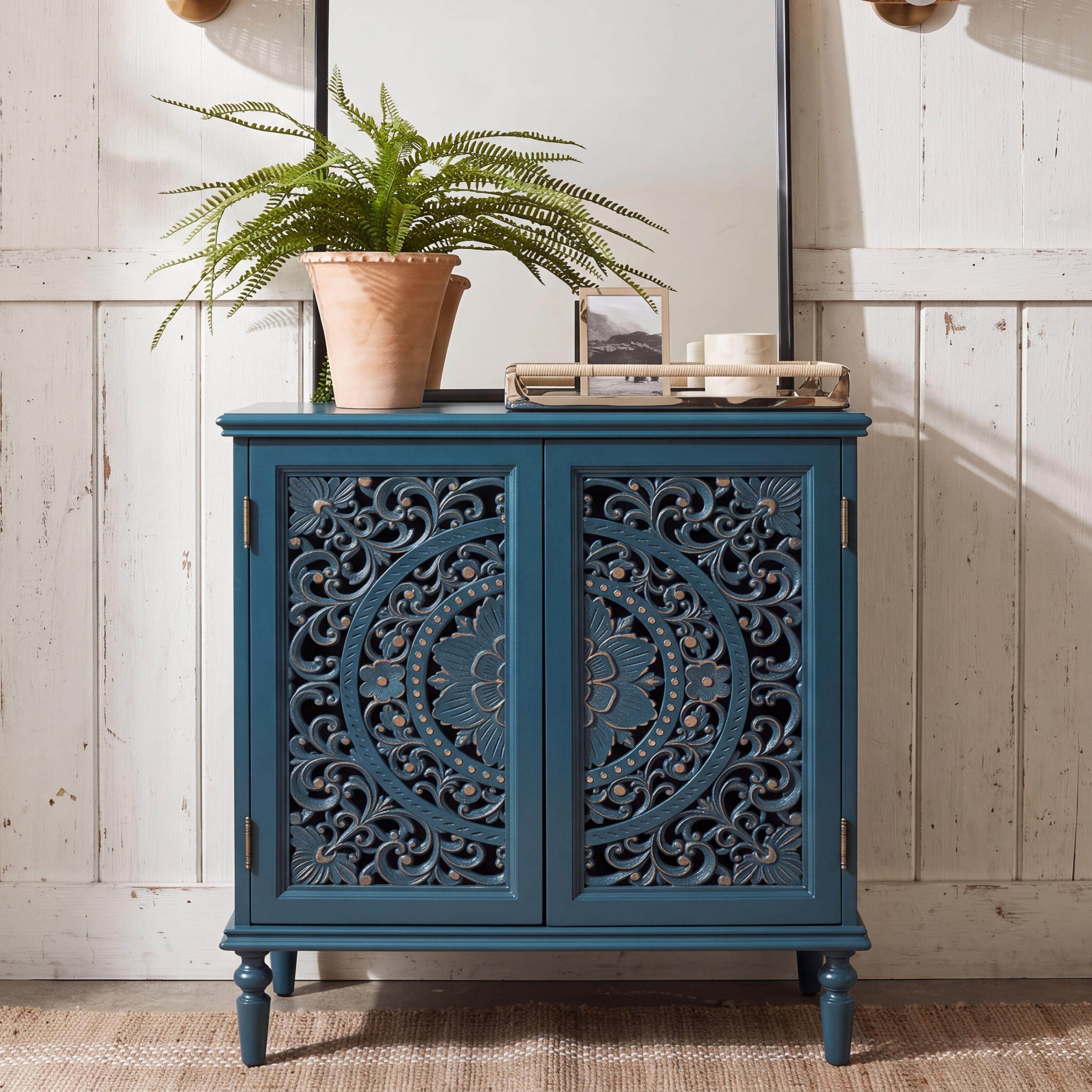 Emathides Floral 81.2 cm Tall 2-Door Accent Cabinet