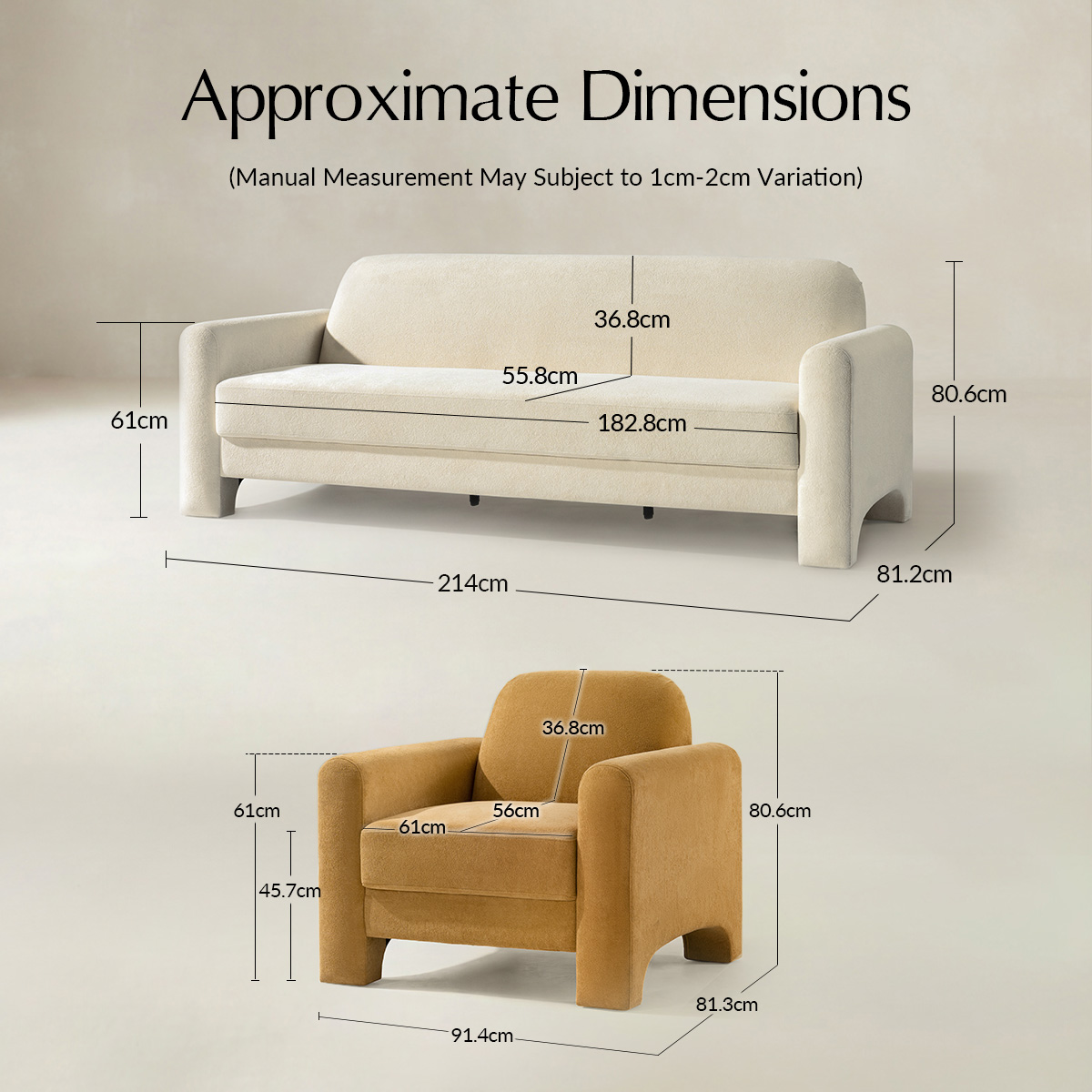 Elio Modern Chenille Sofa & Soren Chenille Accent Chair Furniture Set
