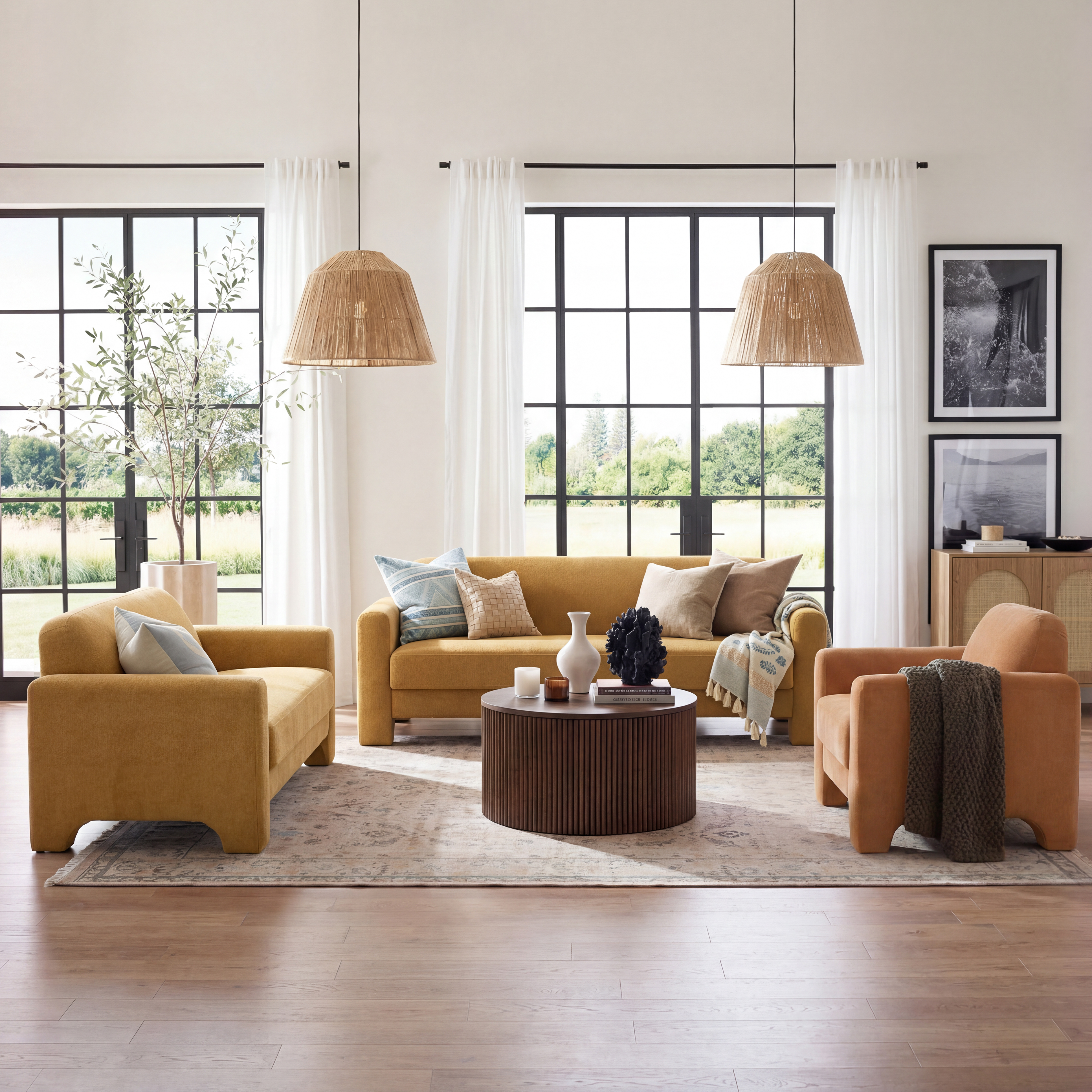 Werts 3-Piece Living Room Set With Three-Seater Sofa, Two-Seater Sofa And Armchair - HULALA HOME