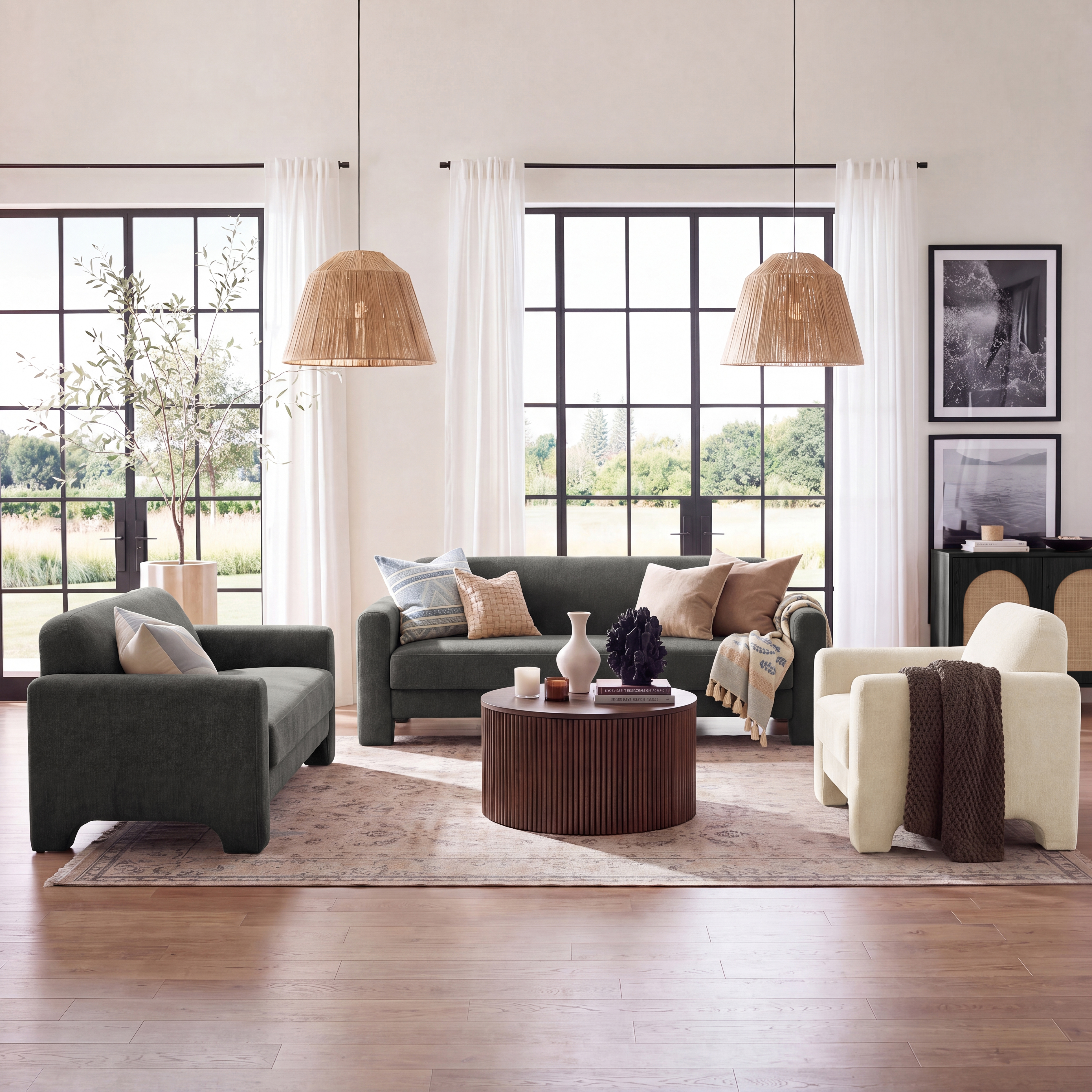 Werts 3-Piece Living Room Set With Three-Seater Sofa, Two-Seater Sofa And Armchair