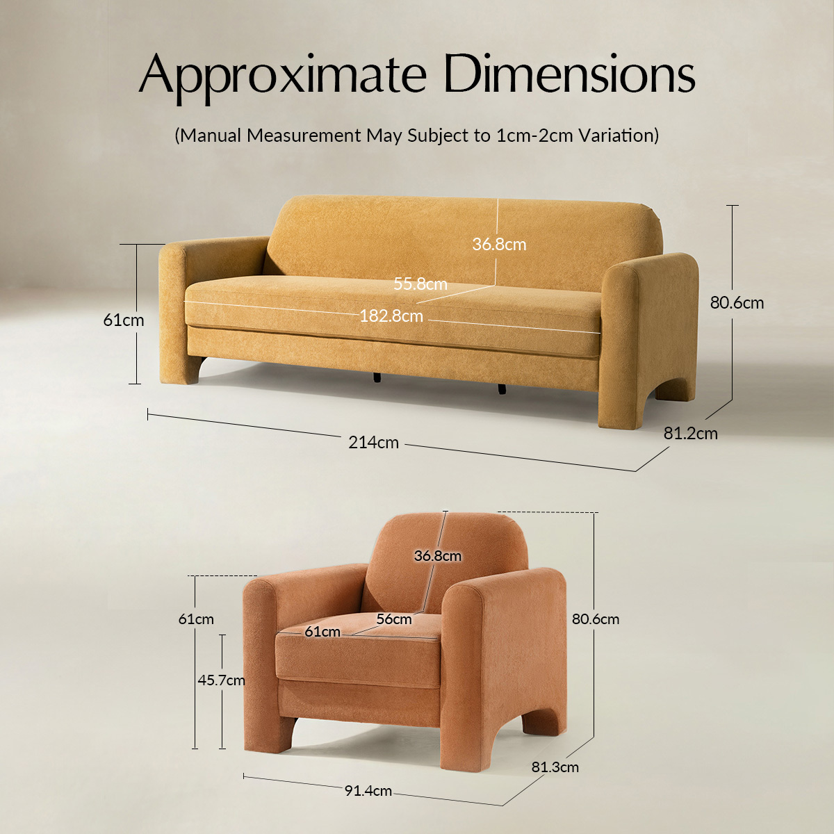 Elio Modern Chenille Sofa & Soren Chenille Accent Chair Furniture Set