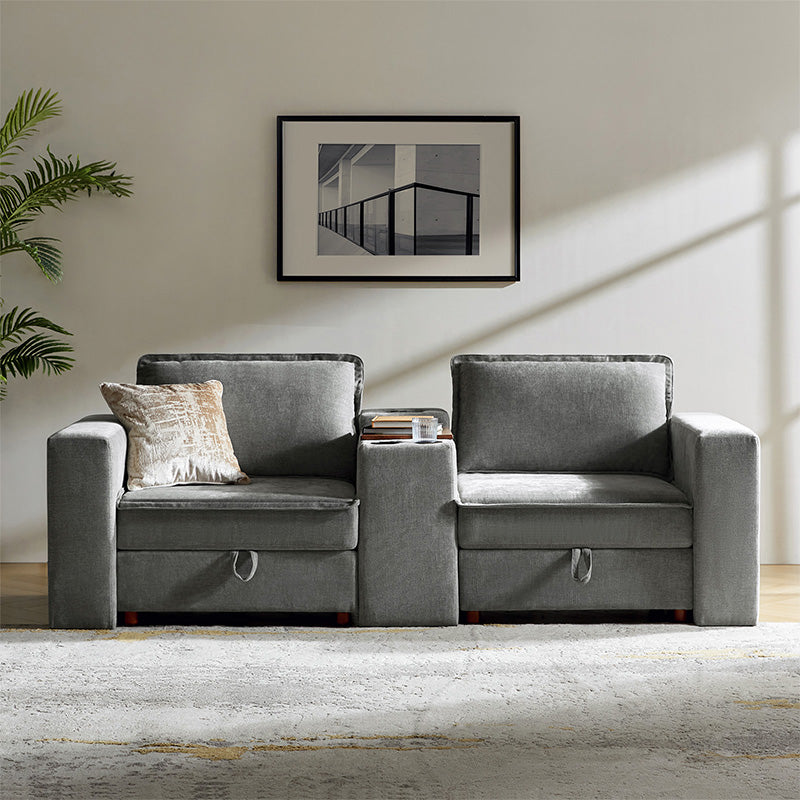 Miriam Sectional Sofa with Storage, Tabletop, Cup Holders & USB Ports