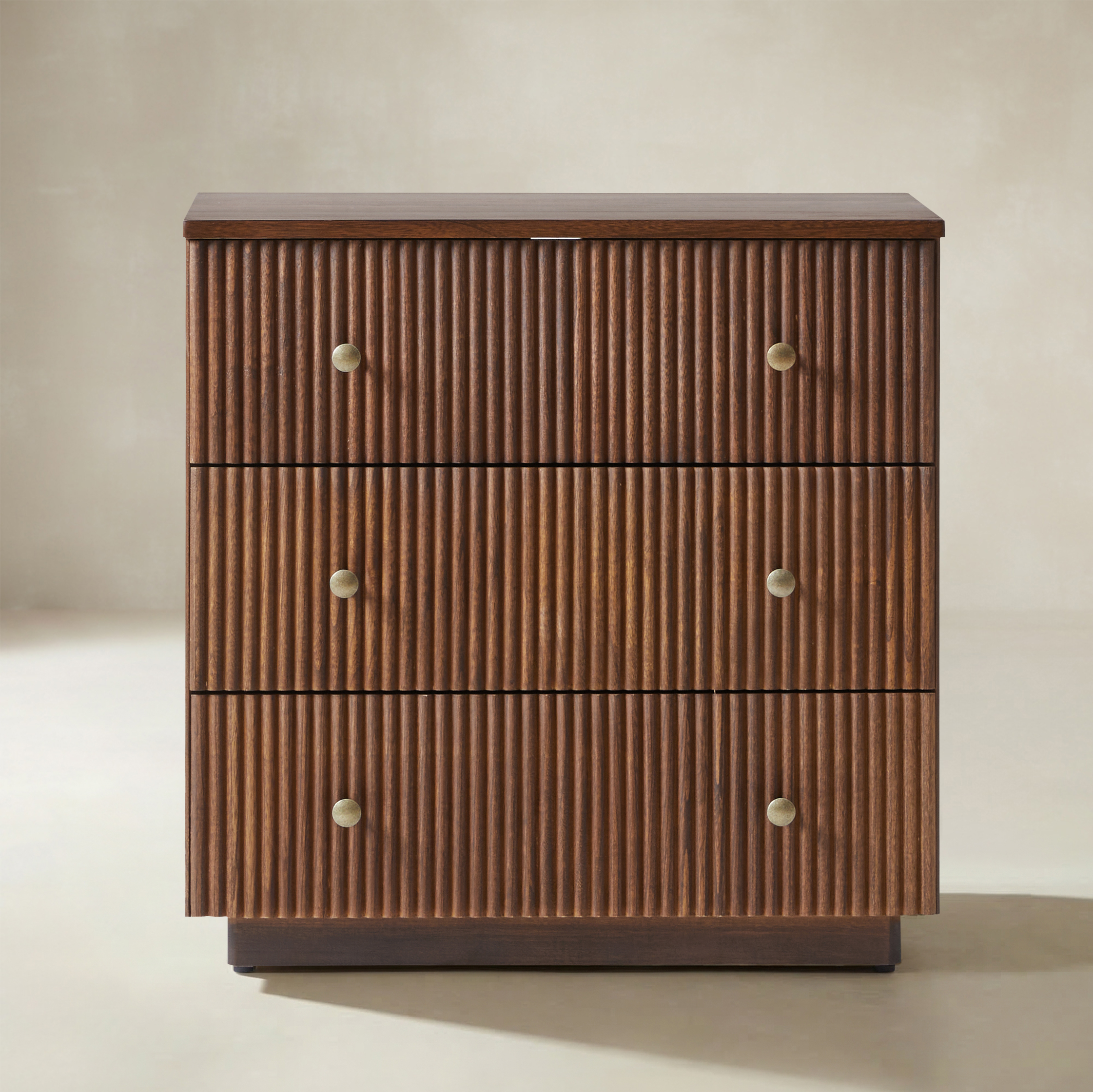 Camille Solid Wood End Table with 3 Drawers & Charging Station