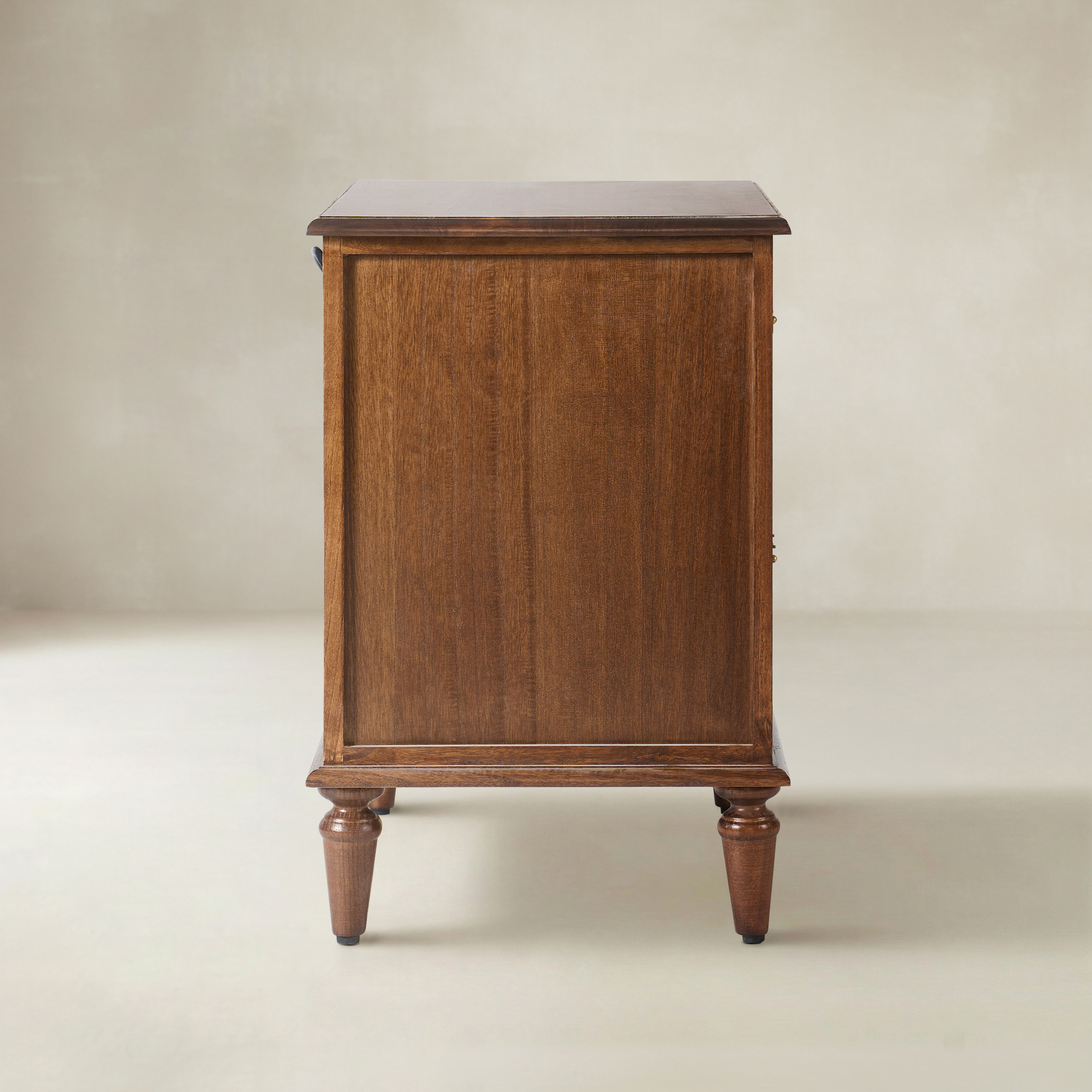 Farmhouse Solid Wood Bedside Table with 2 Drawers & Charging Station