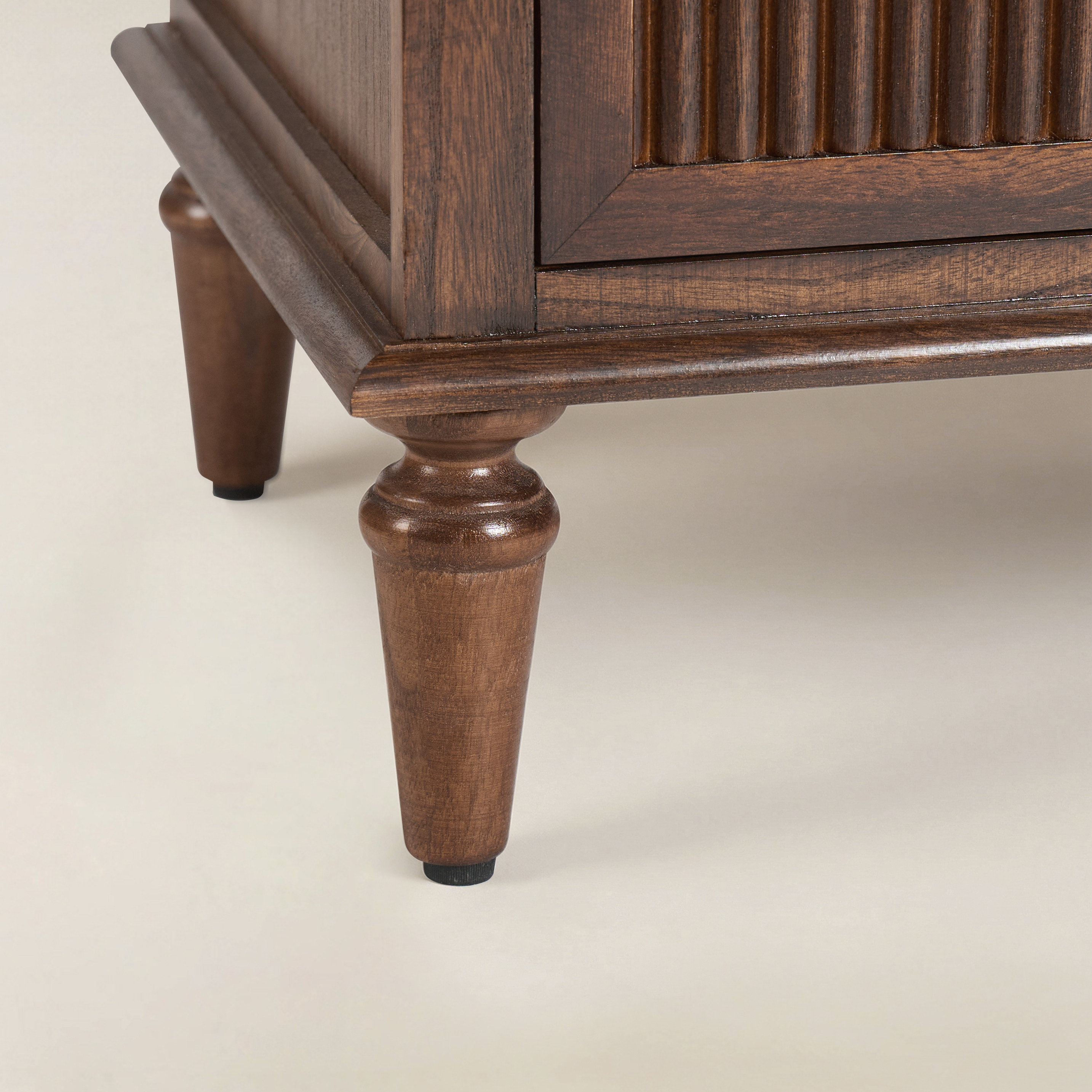 Farmhouse Solid Wood Bedside Table with 2 Drawers & Charging Station
