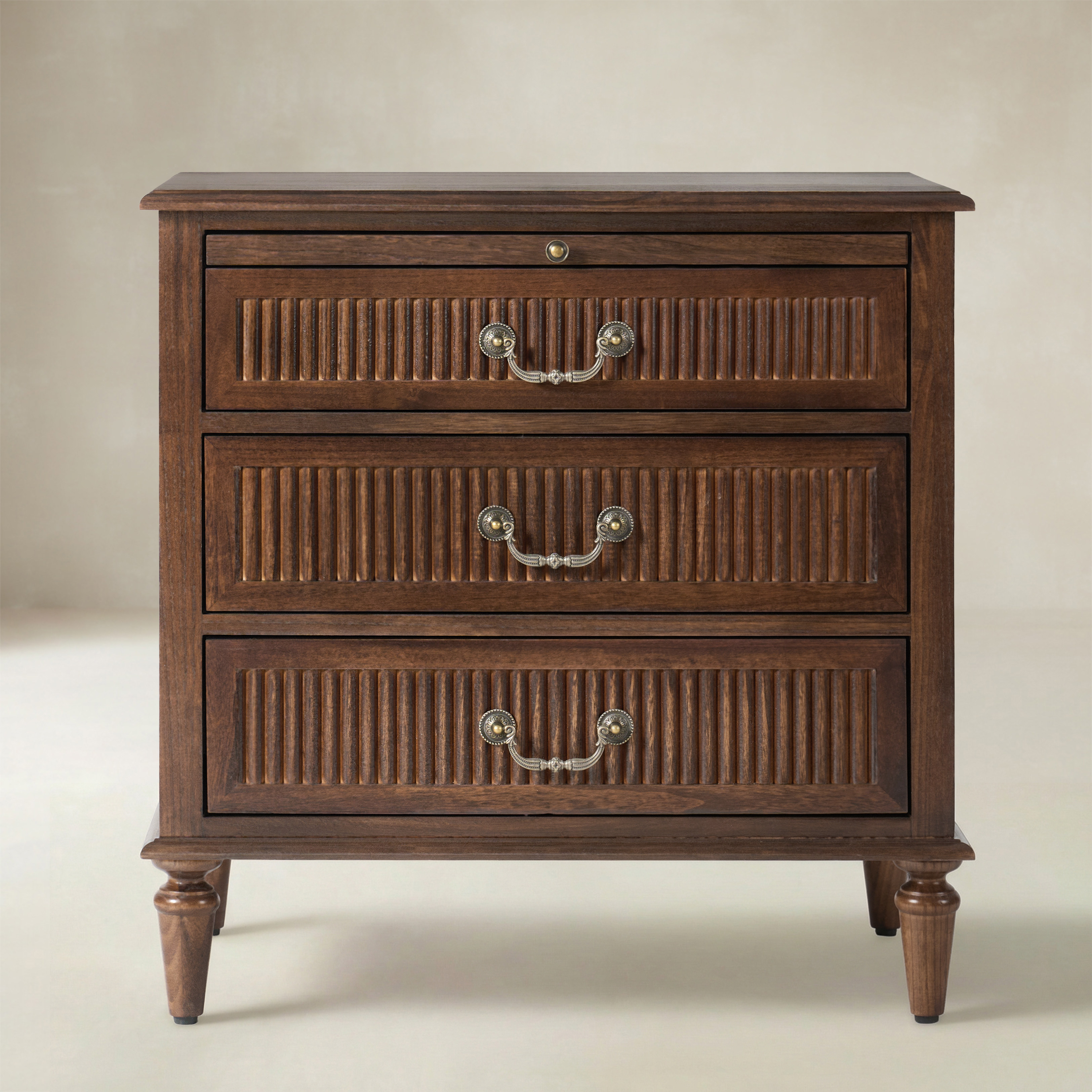 [Copy]Farmhouse Solid Wood Bedside Table with 2 Drawers & Charging Station