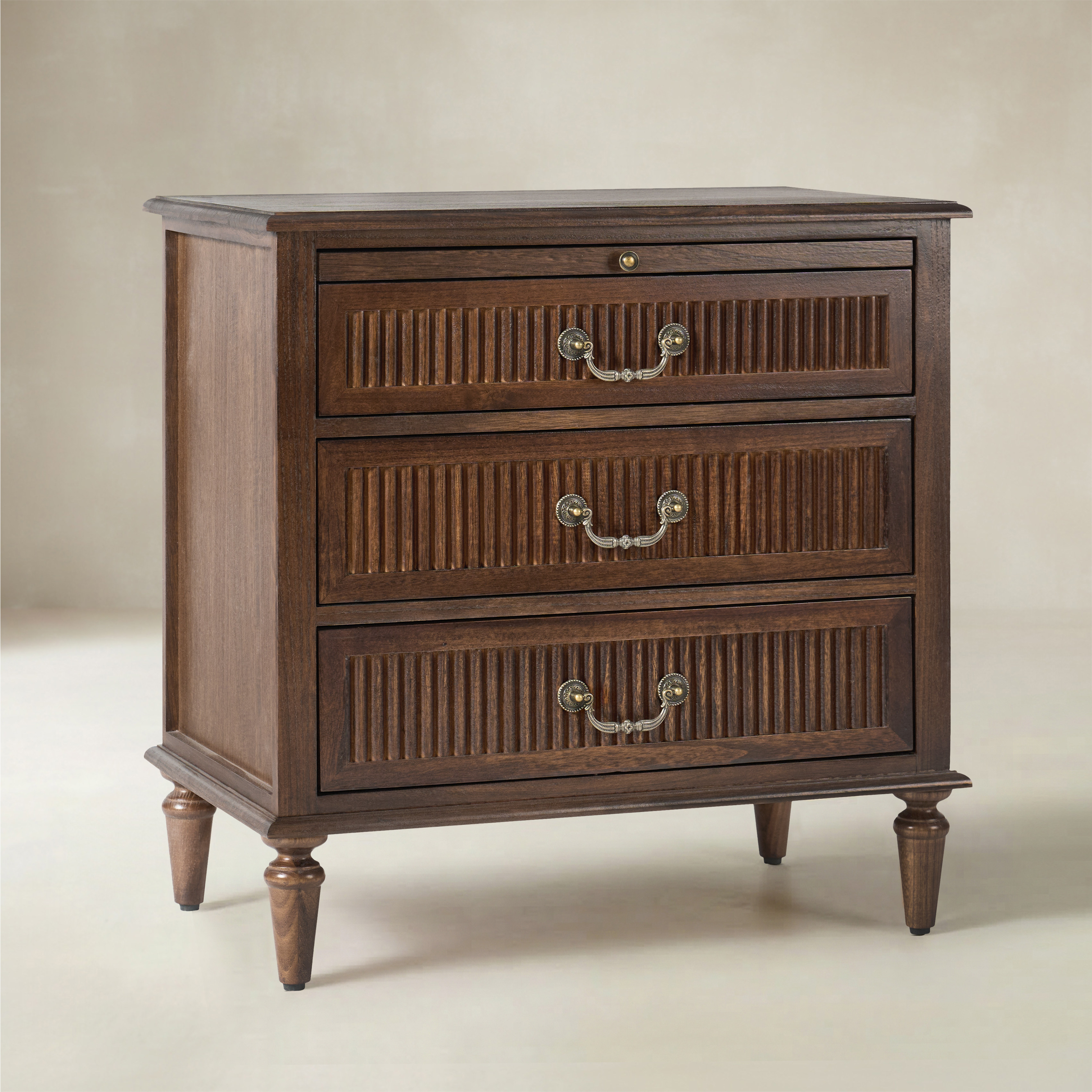 [Copy]Farmhouse Solid Wood Bedside Table with 2 Drawers & Charging Station