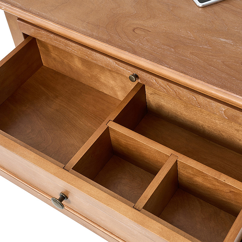 Galatea Farmhouse 3-Drawer Bedside Table with Shelf & Charging Port