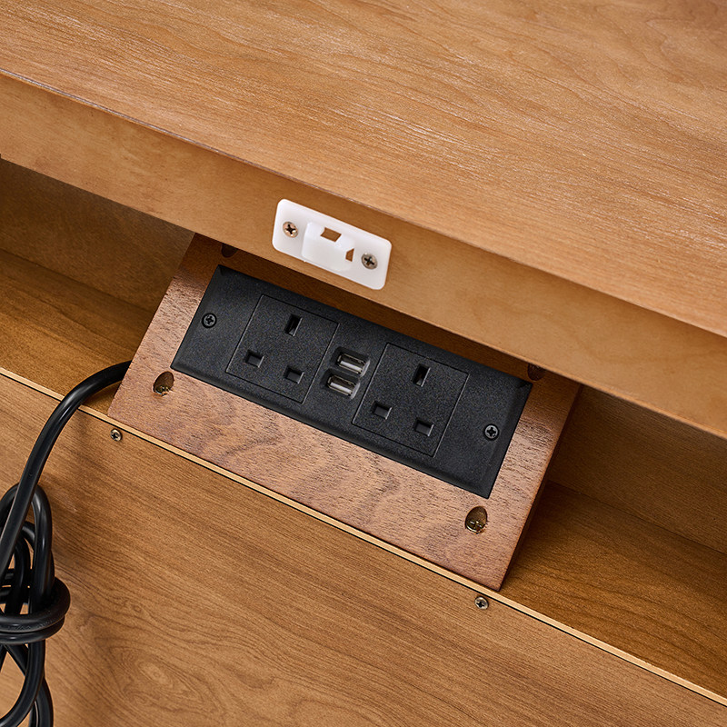 Galatea Farmhouse 3-Drawer Bedside Table with Shelf & Charging Port