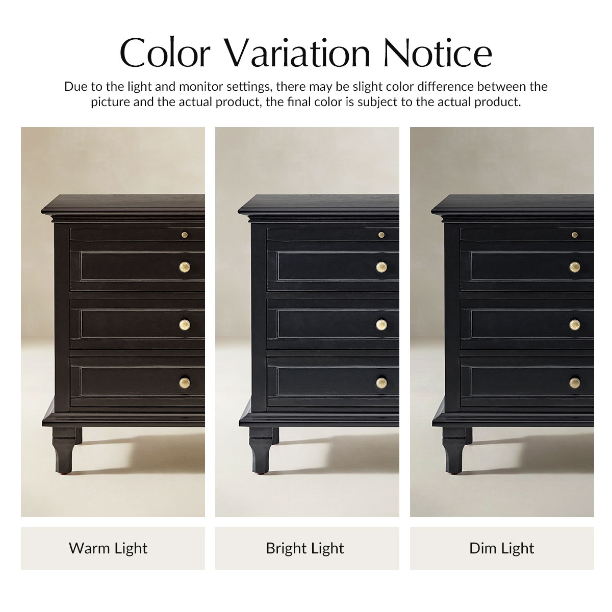 Galatea Farmhouse 3-Drawer Bedside Table with Shelf & Charging Port
