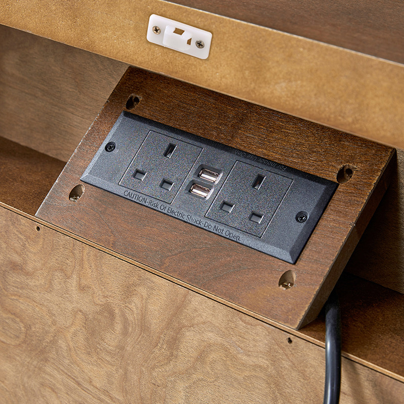 Galatea Farmhouse 3-Drawer Bedside Table with Shelf & Charging Port