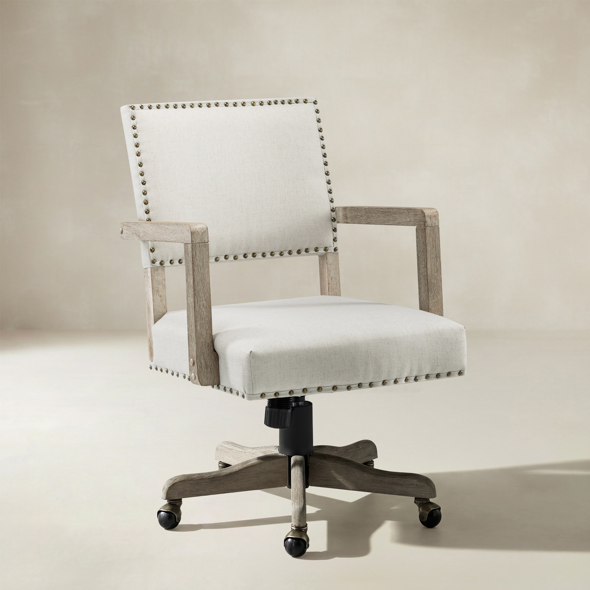 Megan Swivel Office Chair with Nailhead Trim