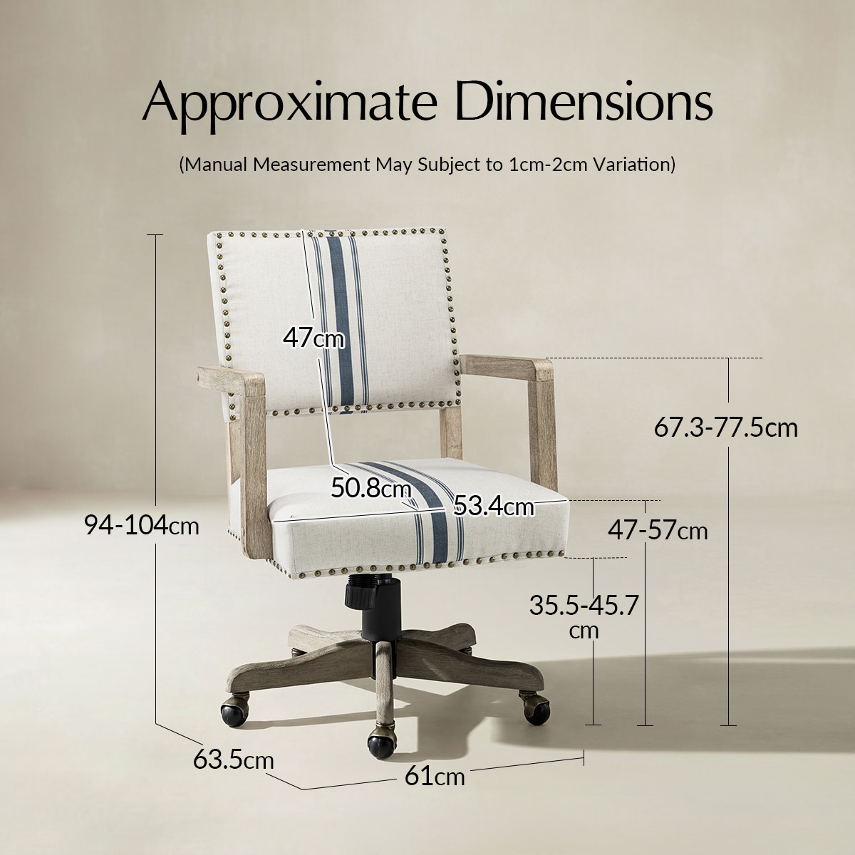 Megan Swivel Office Chair with Nailhead Trim