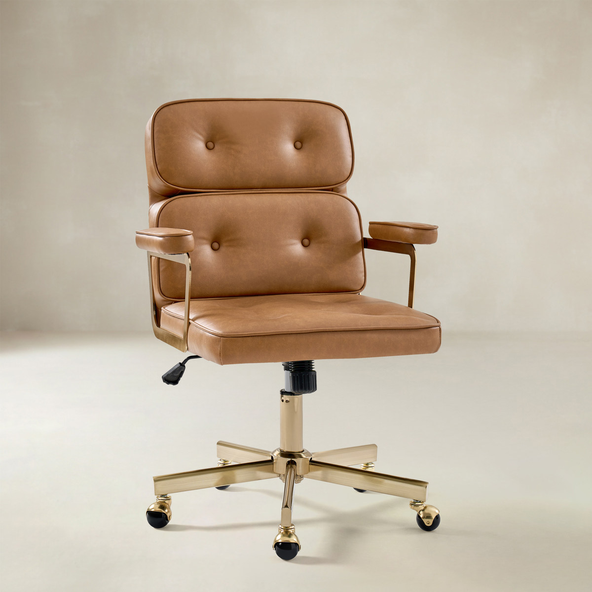 Denise Ergonomic Swivel Office Chair with Brass Base