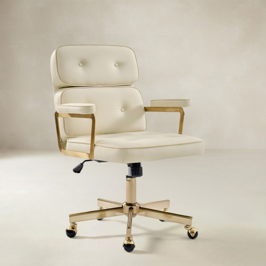 Denise Ergonomic Swivel Office Chair with Brass Base
