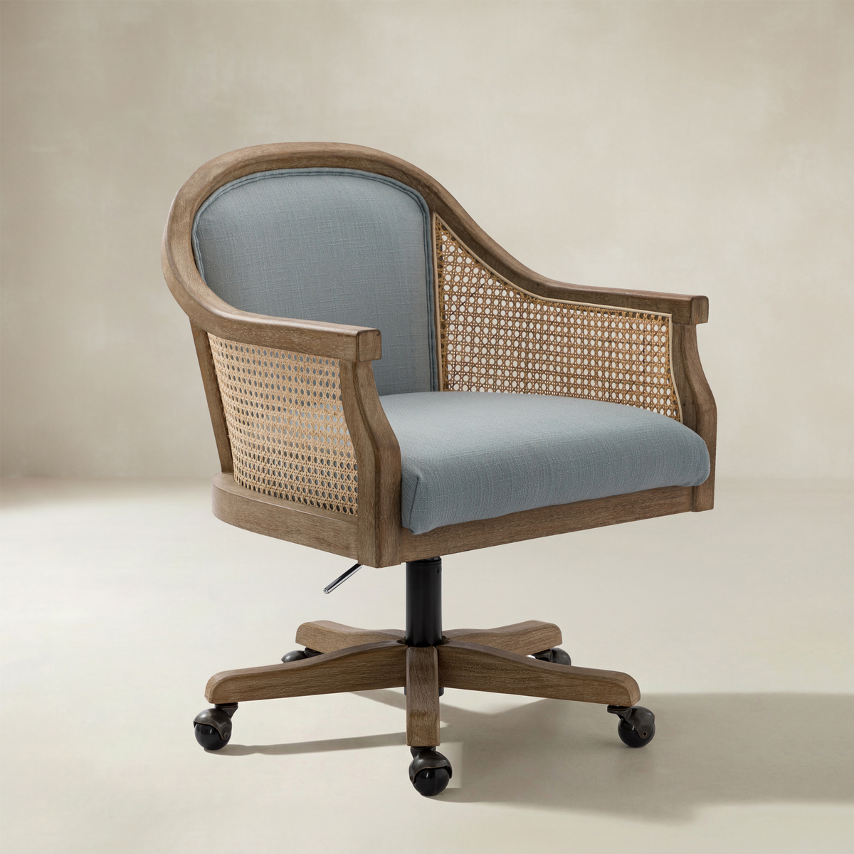 Audrey Rattan Task Chair Swivel Base & Curved Seat Design